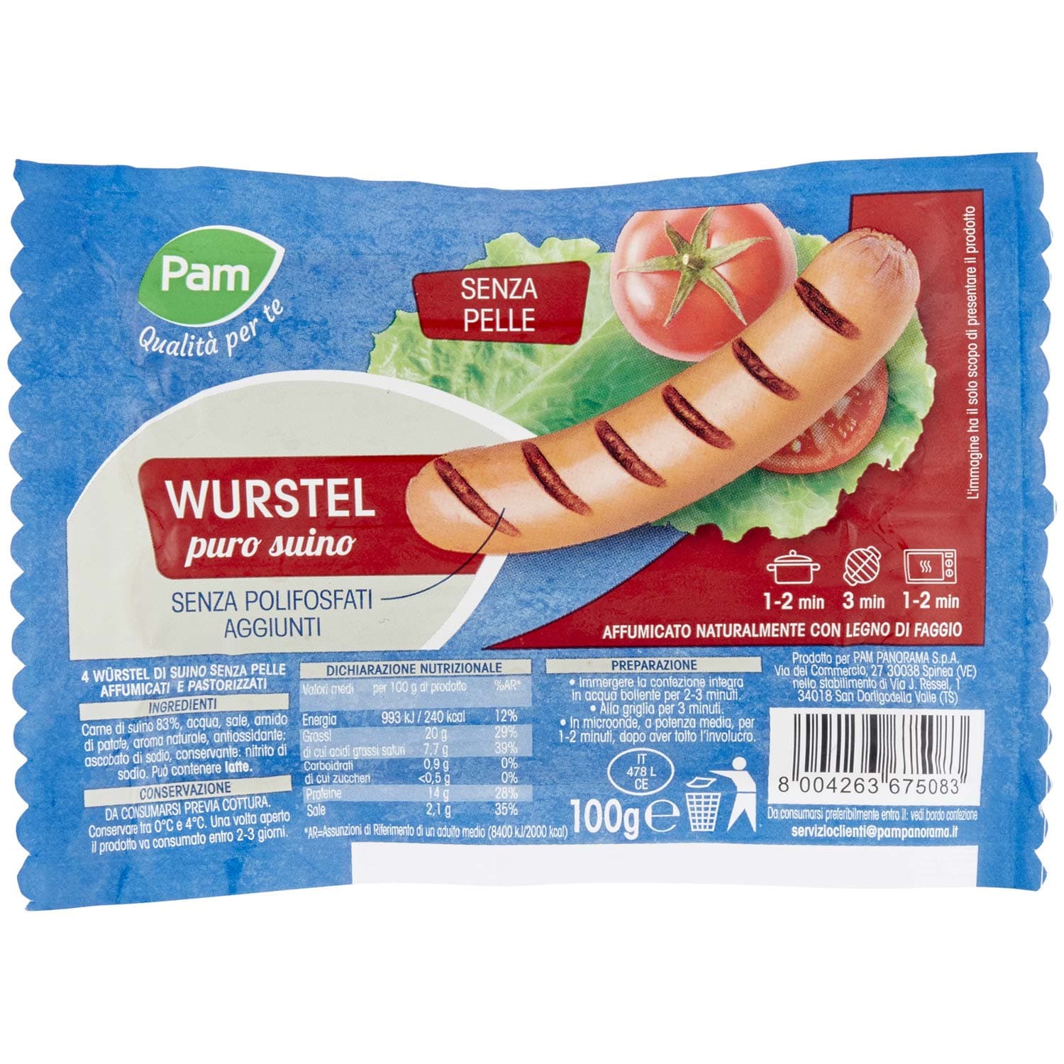 PAM Qualità per te Wurstel puro suino 100 g – immagine 3