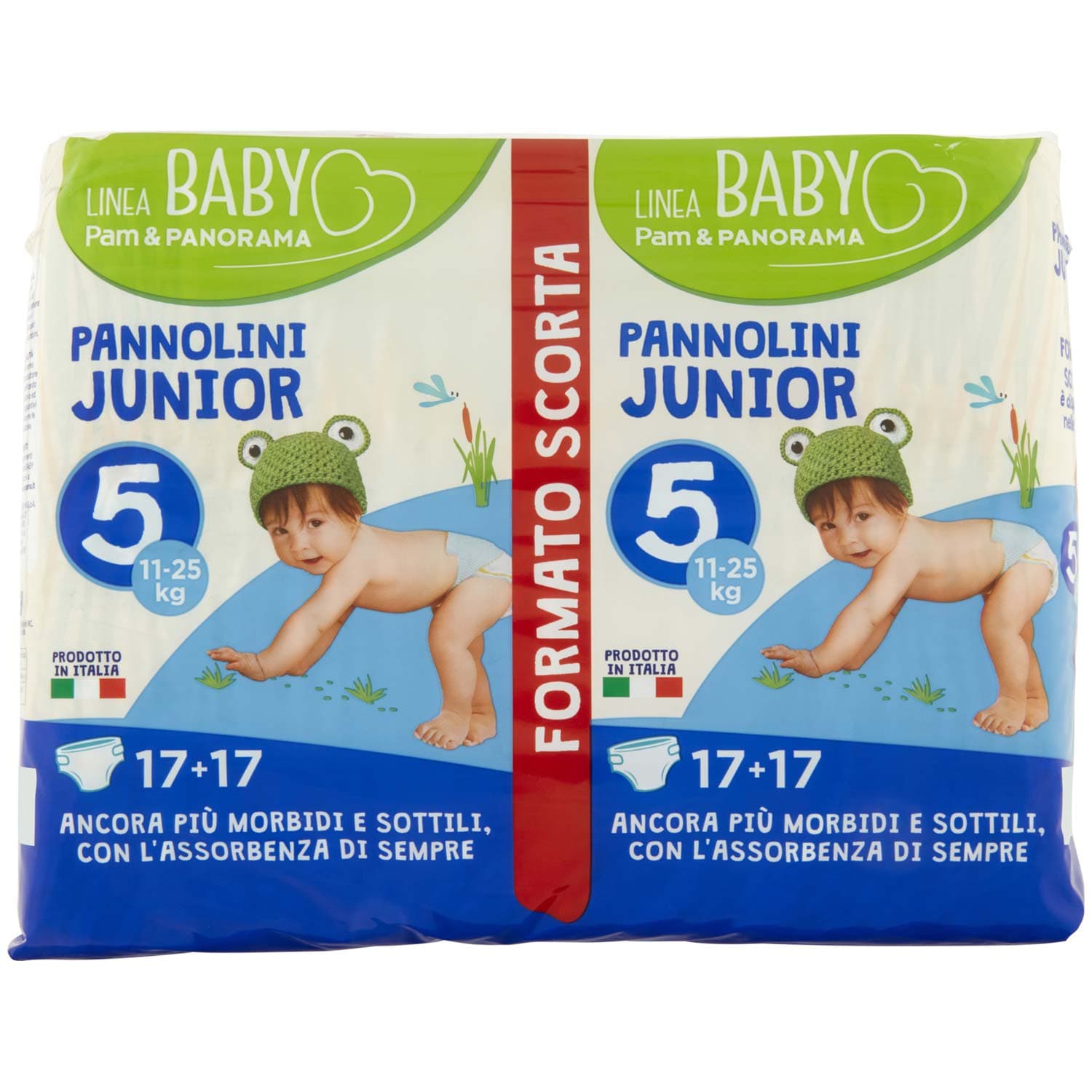 PAM PANORAMA Linea Baby Pannolini Junior Taglia 5 11-25kg 17+17 pz – immagine 3