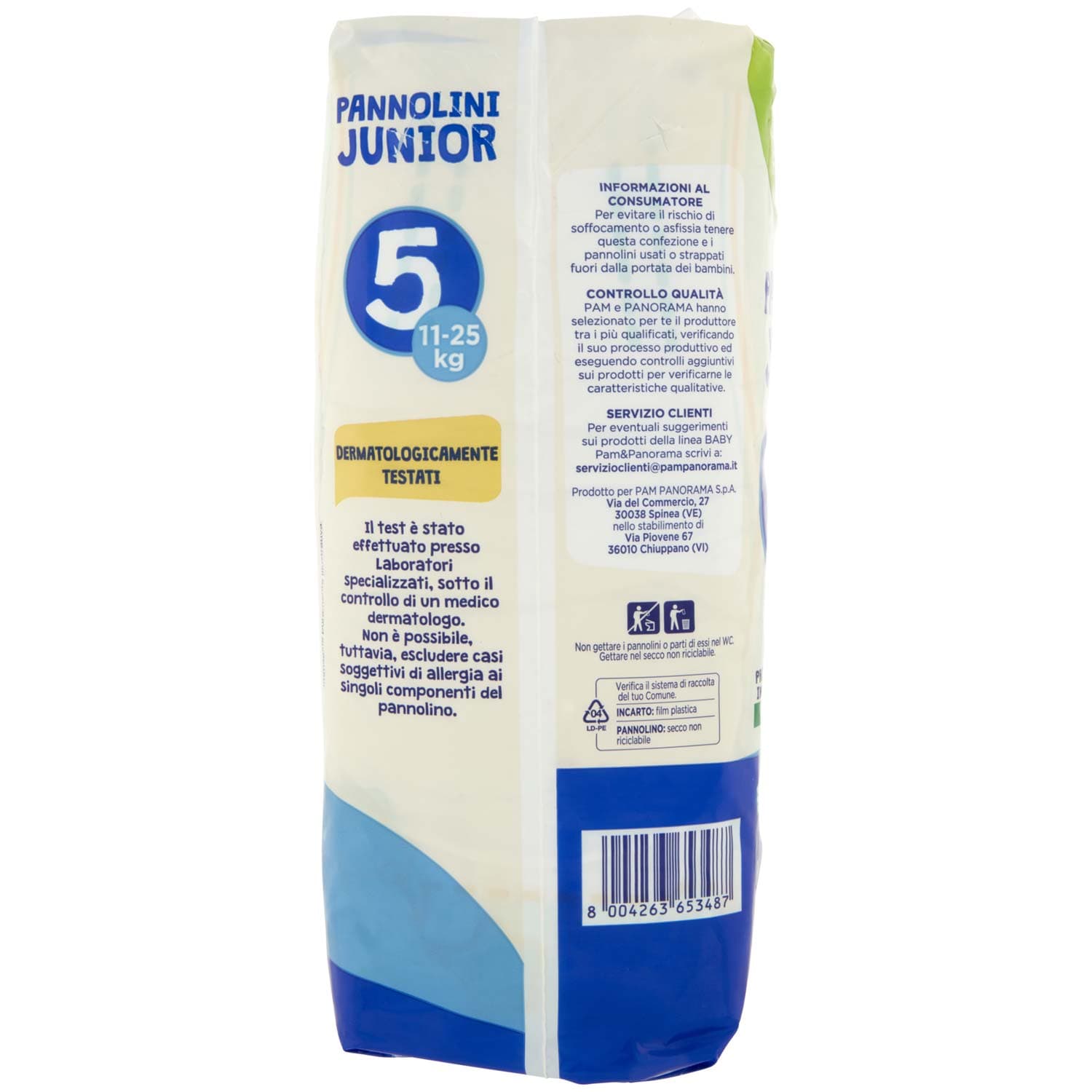 PAM PANORAMA Linea Baby Pannolini Junior Taglia 5 11-25kg 17+17 pz – immagine 4