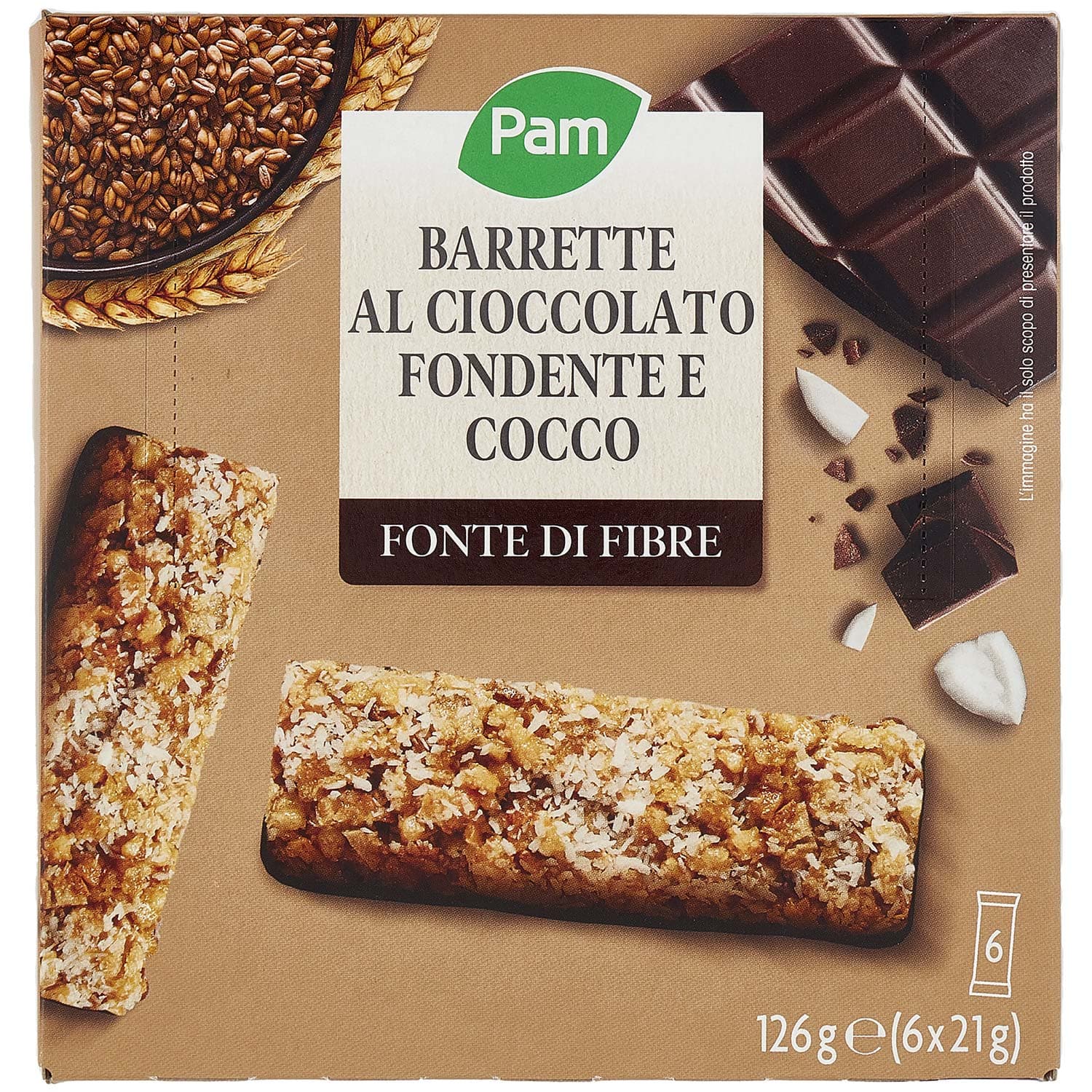 PAM Barrette al Cioccolato Fondente e Cocco 6 x 21 g – immagine 3