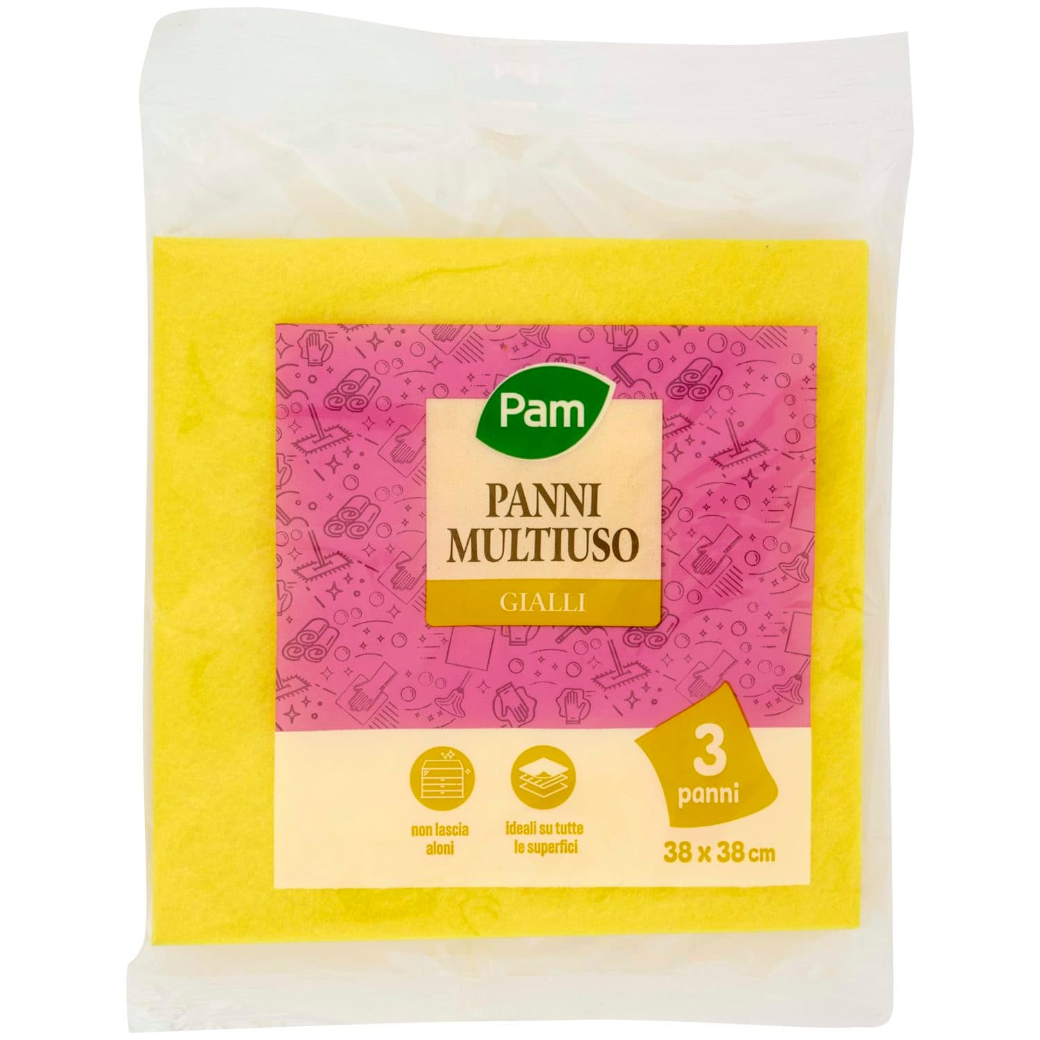 PAM Panni Multiuso Gialli 38 x 38 cm 3 pz – immagine 3