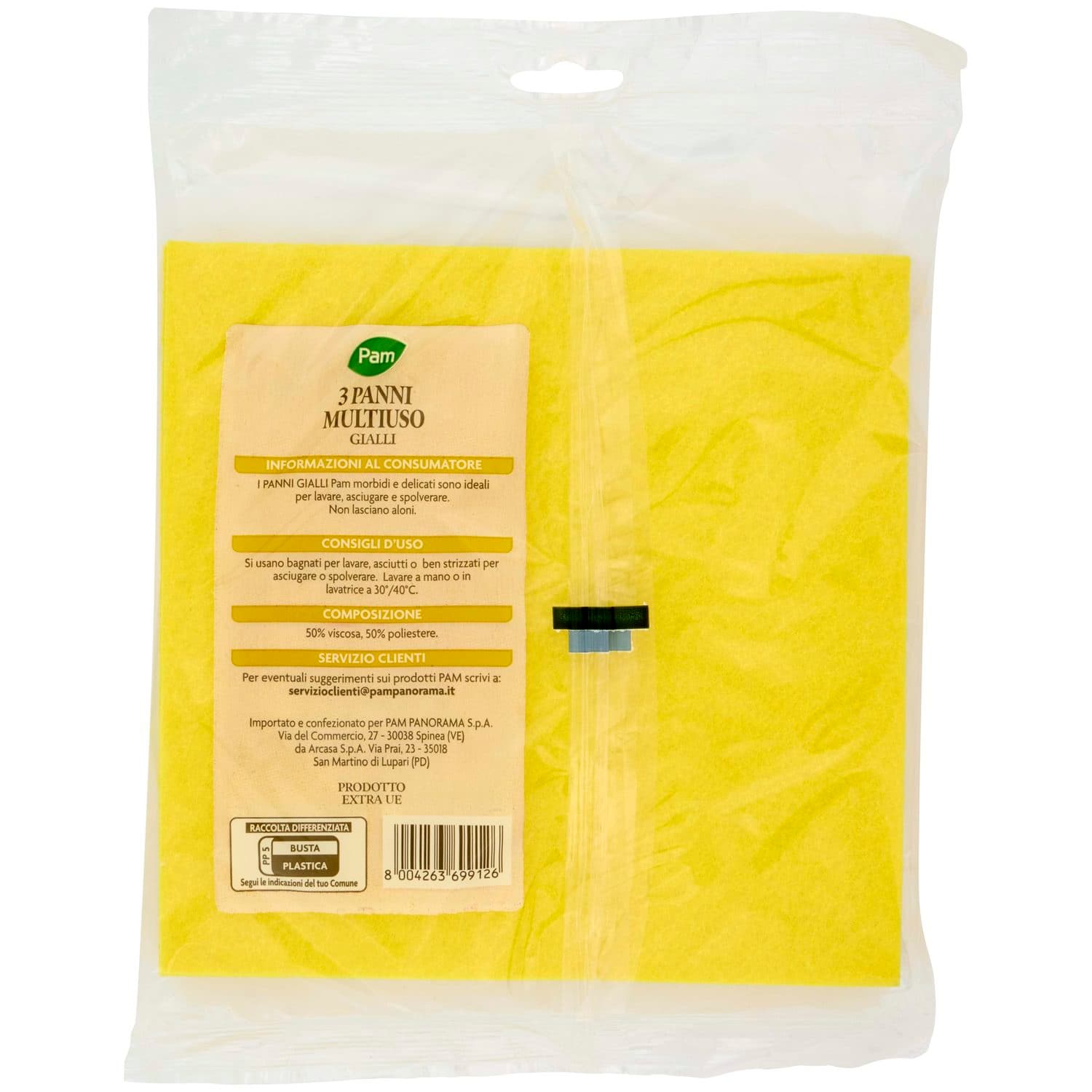 PAM Panni Multiuso Gialli 38 x 38 cm 3 pz – immagine 5