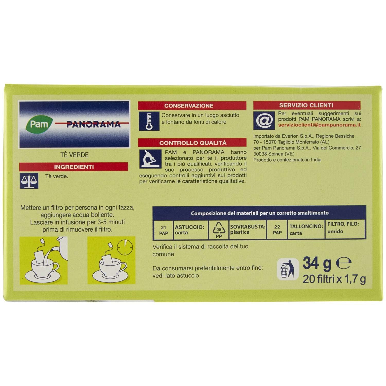 PAM PANORAMA Tè Verde 34g (1,7g x 20) – immagine 8
