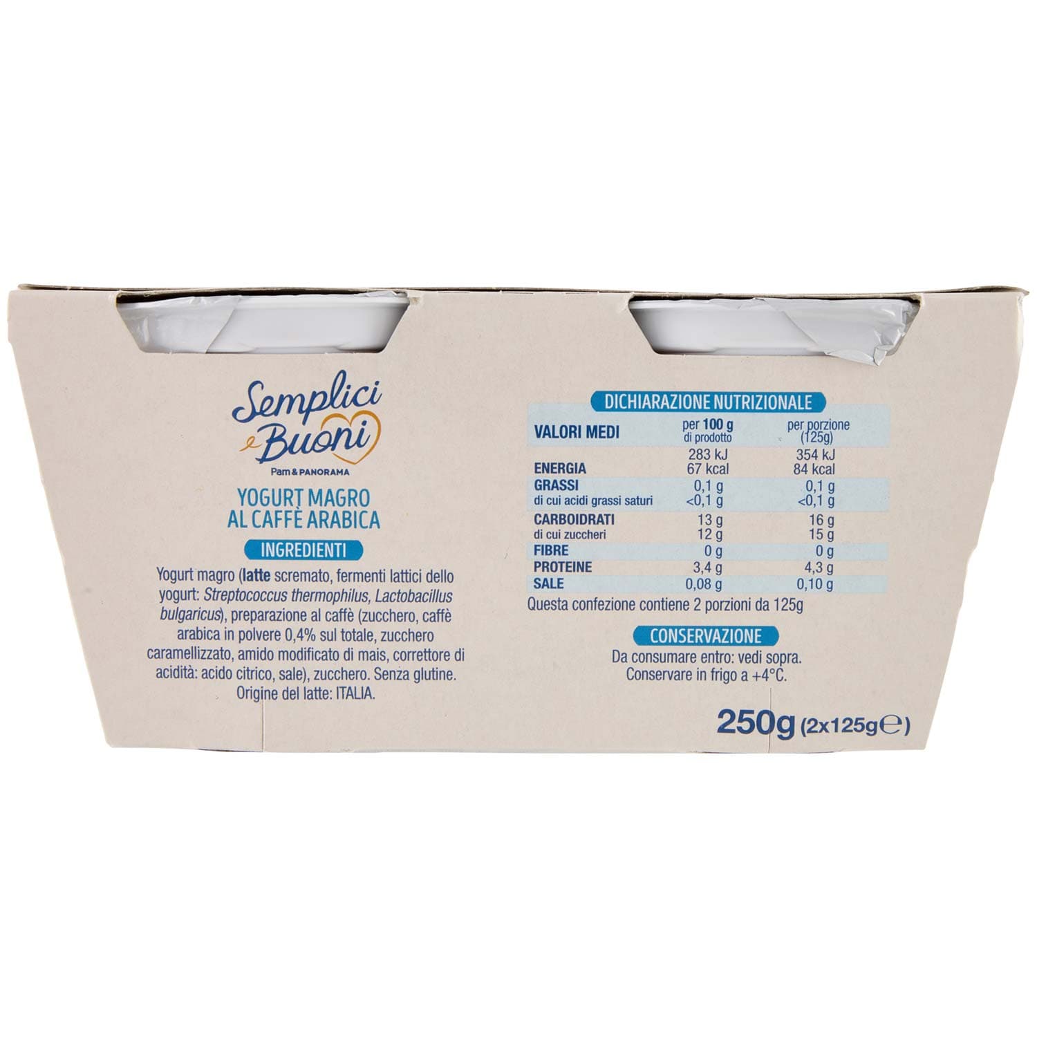 SEMPLICI E BUONI 0,1% di Grassi Yogurt Magro Caffè Arabica 2 x 125 g – immagine 5