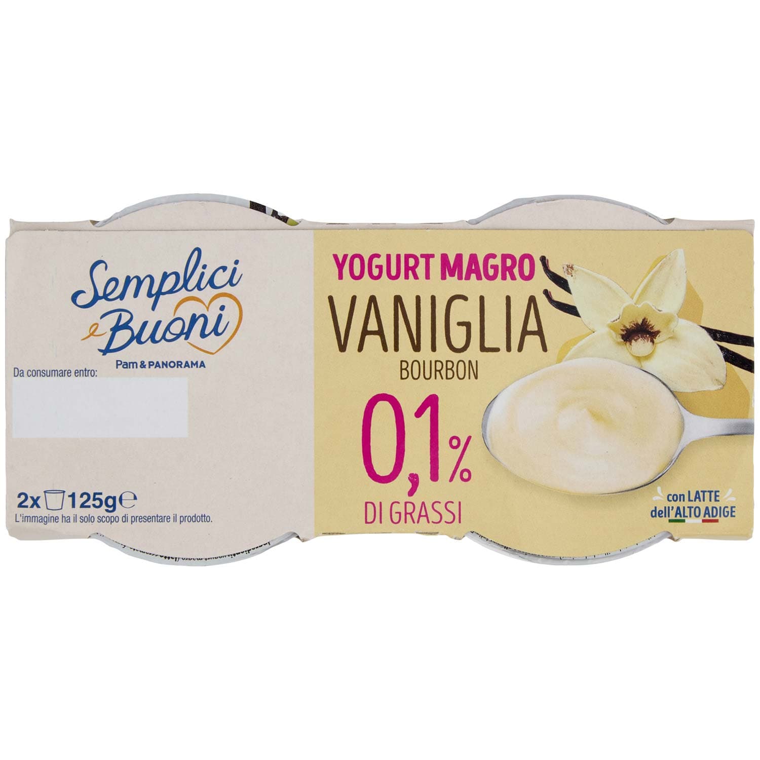 SEMPLICI E BUONI 0,1% di Grassi Yogurt Magro Vaniglia Bourbon 2 x 125 g – immagine 7