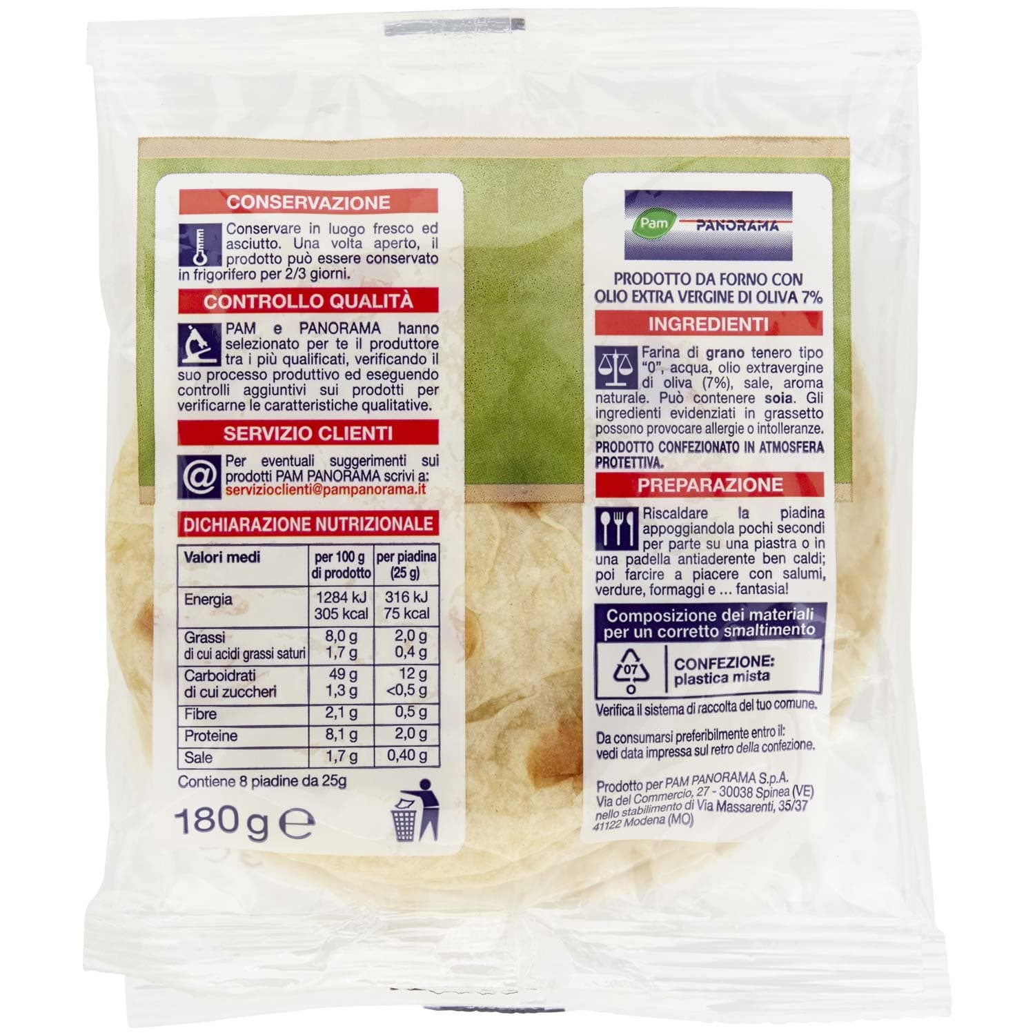PAM PANORAMA Mini Piadine all'olio extravergine d'oliva 8 piadine 180 g – immagine 5