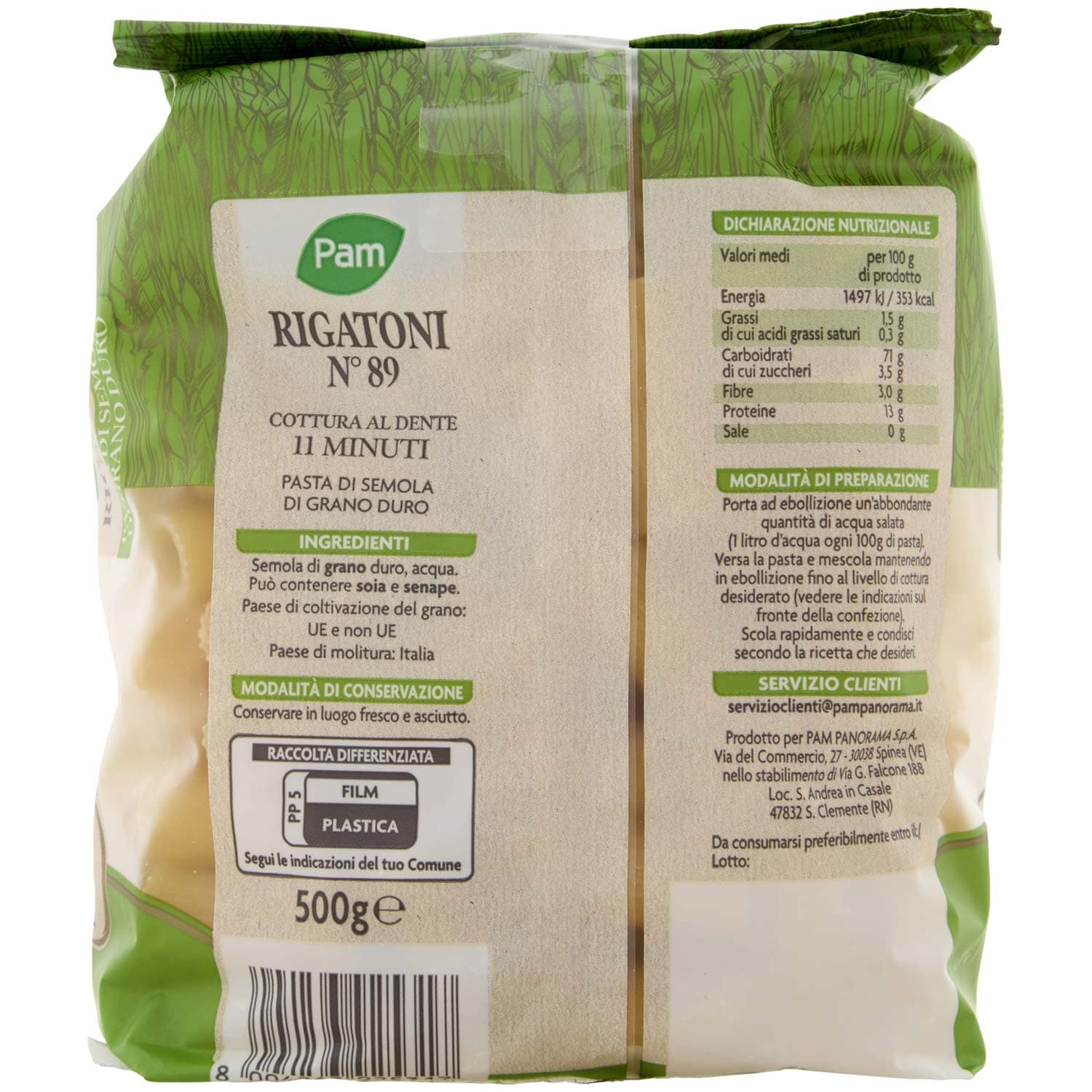 PAM Rigatoni N° 89 Pasta di Semola di Grano Duro 500 g – immagine 5