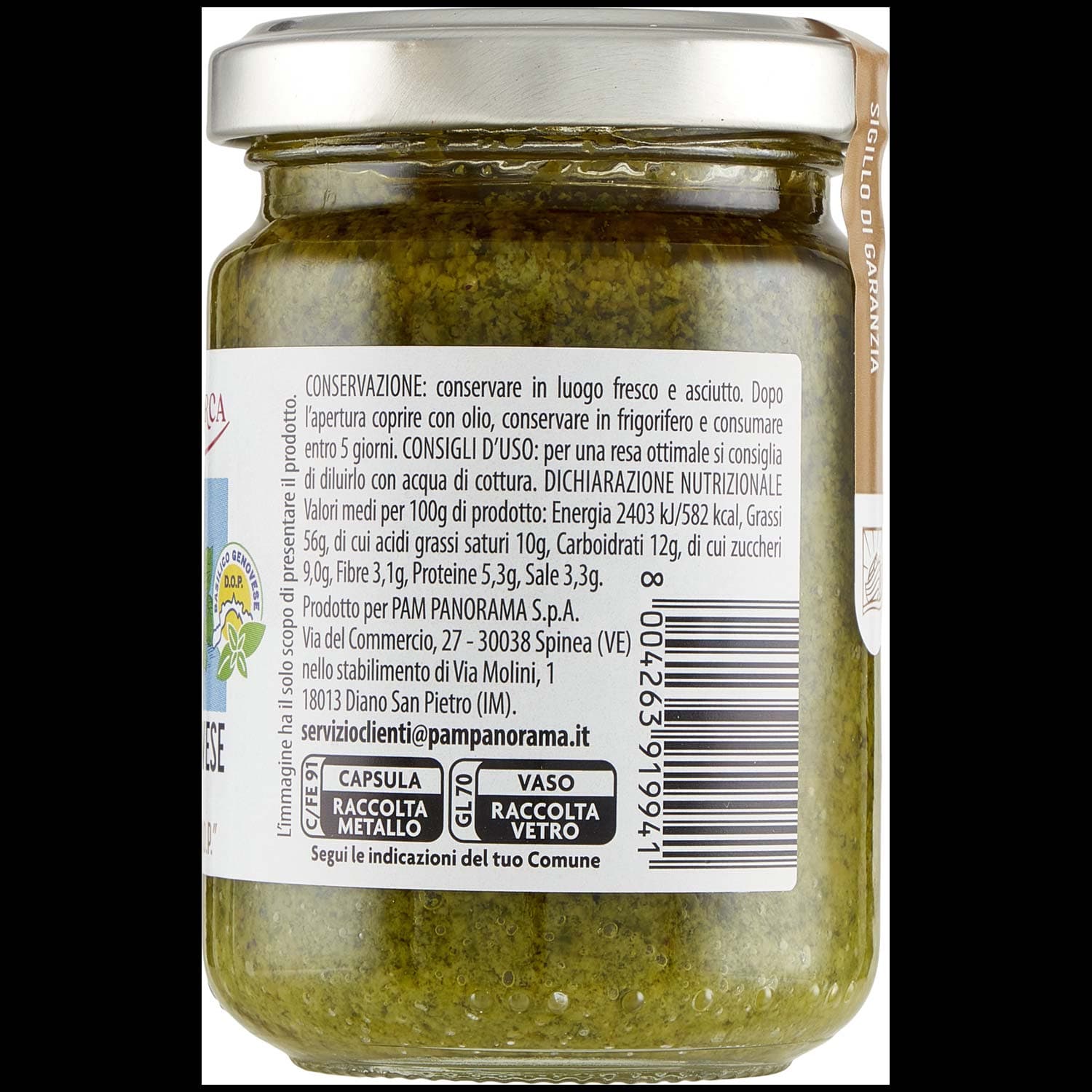 TESORI DELL'ARCA Pesto alla Genovese Senza Aglio con " Basilico Genovese D.O.P." 130 g – immagine 6