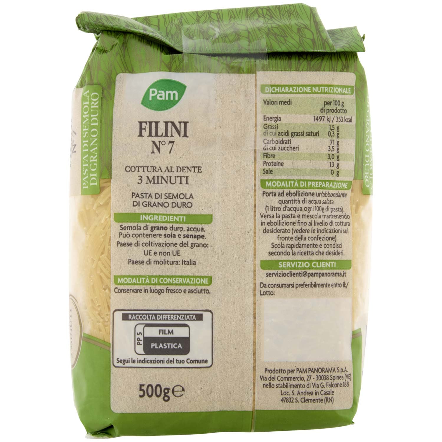PAM Filini N° 7 Pasta di Semola di Grano Duro 500 g – immagine 5