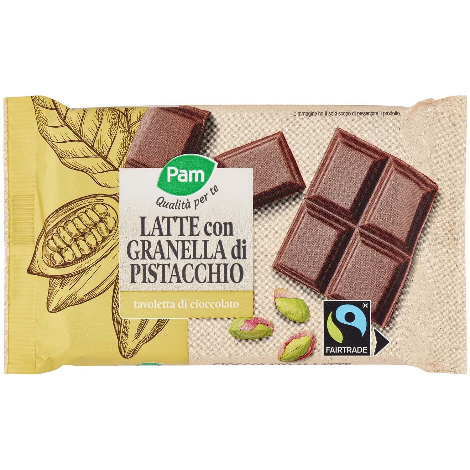 PAM Qualità per te Latte con Granella di Pistacchio tavoletta di cioccolato 100 g – immagine 3