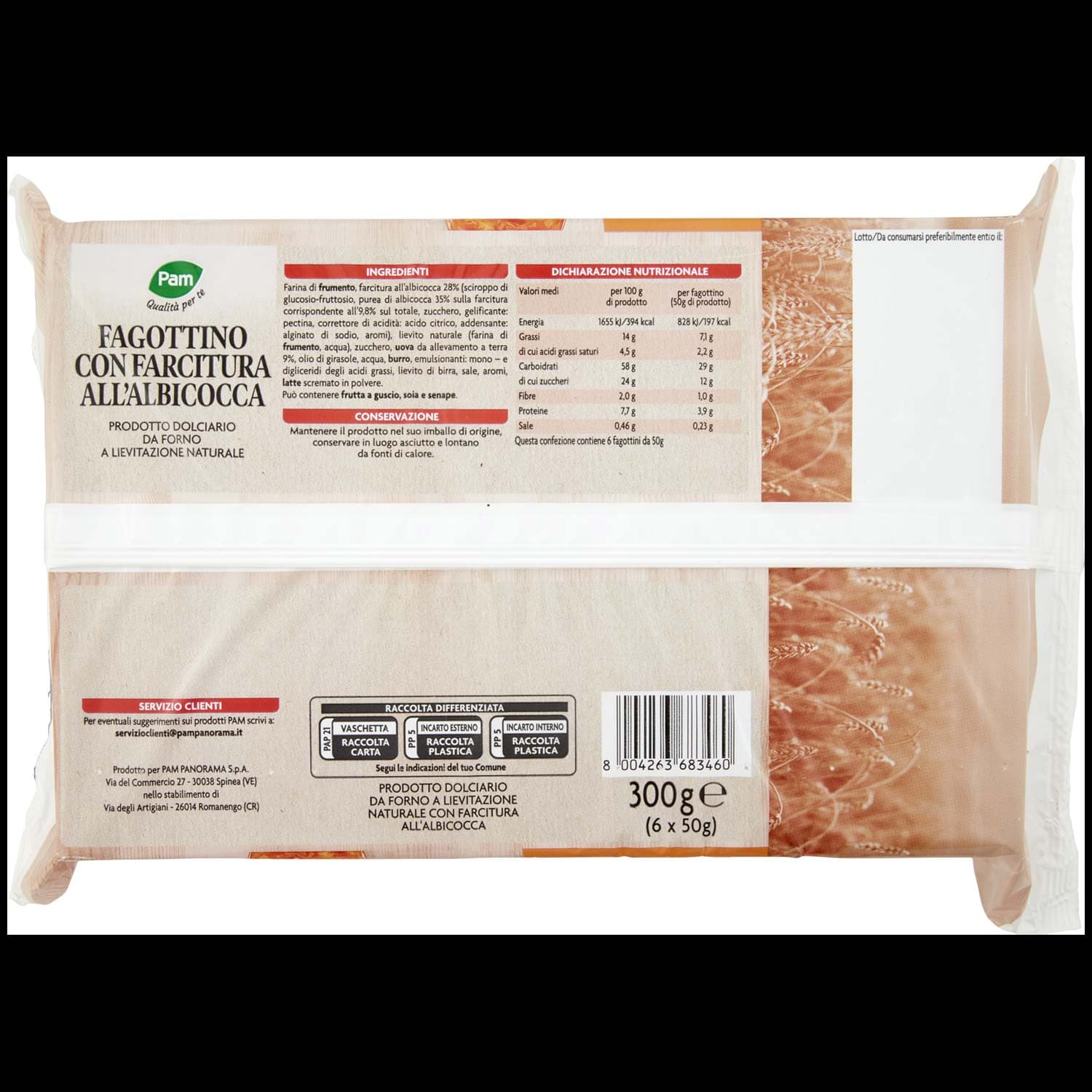 PAM PANORAMA Fagottino con farcitura all'albicocca 300g (50g x 6) – immagine 5