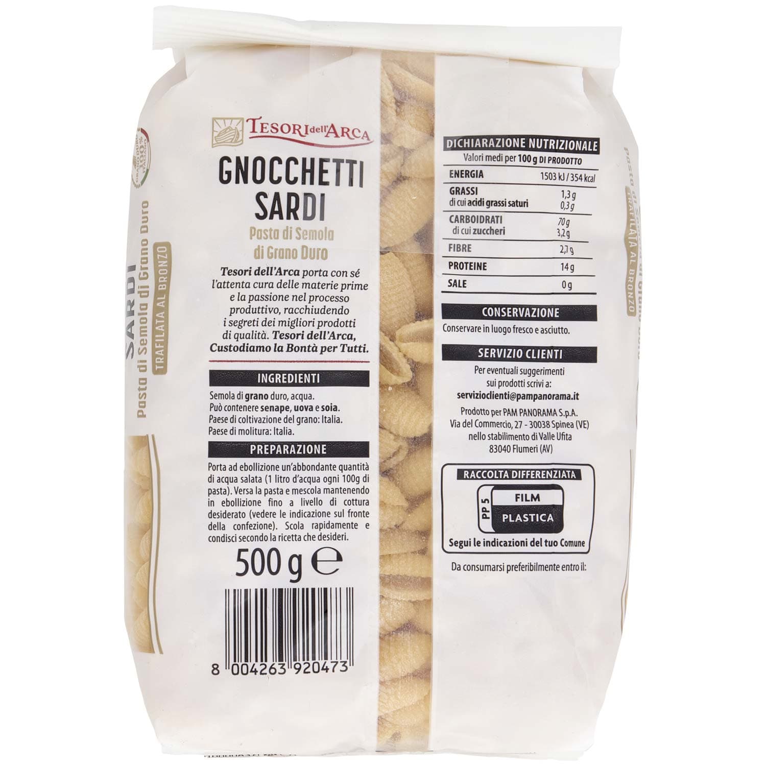 TESORI DELL'ARCA Pasta di Semola di Grano Duro Gnocchetti Sardi 500 g – immagine 5