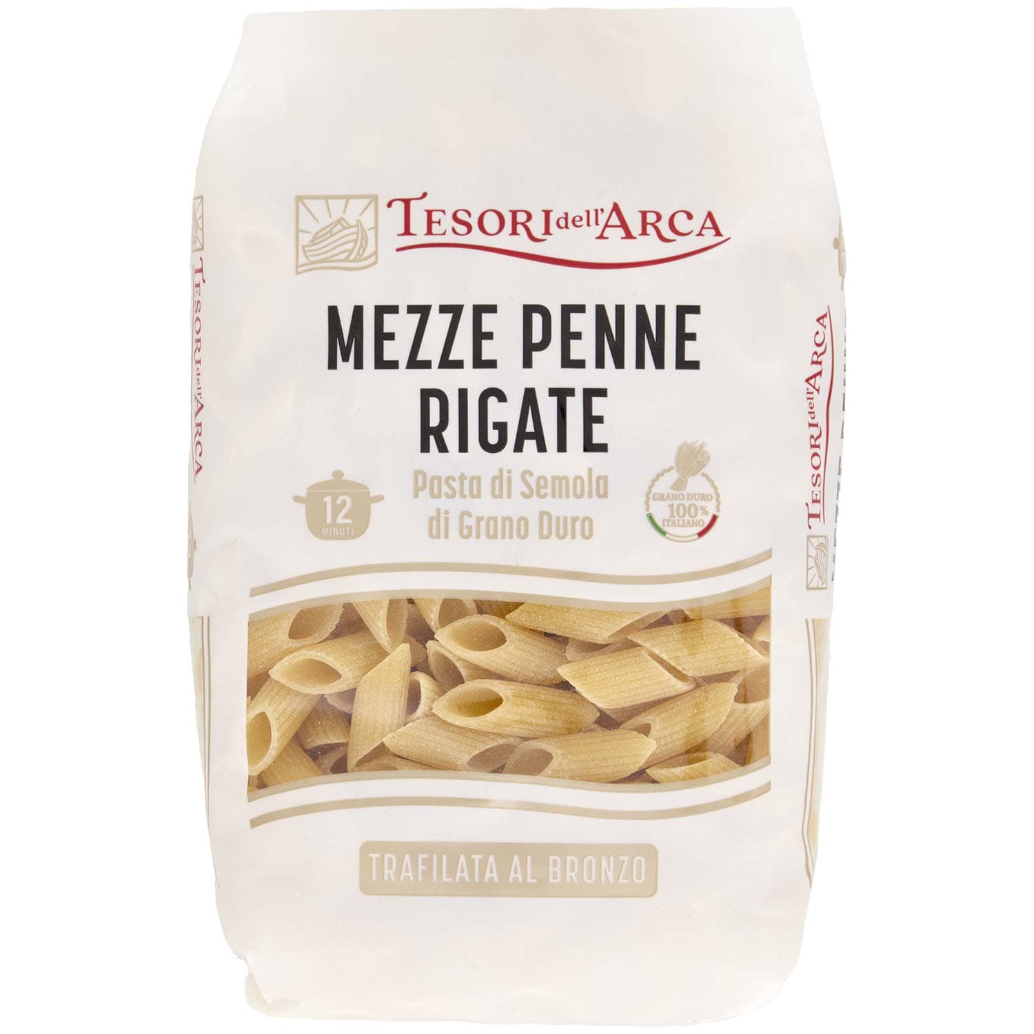 TESORI DELL'ARCA Pasta di Semola di Grano Duro Mezze Penne Rigate 500 g – immagine 3