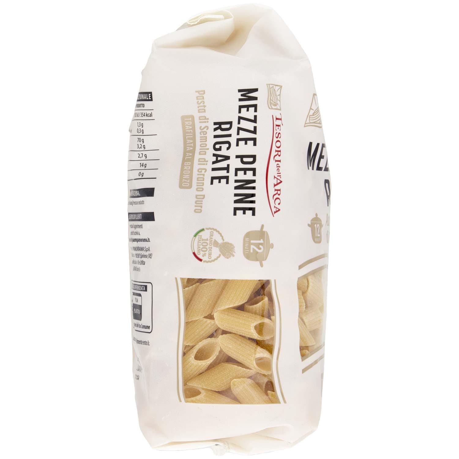 TESORI DELL'ARCA Pasta di Semola di Grano Duro Mezze Penne Rigate 500 g – immagine 4