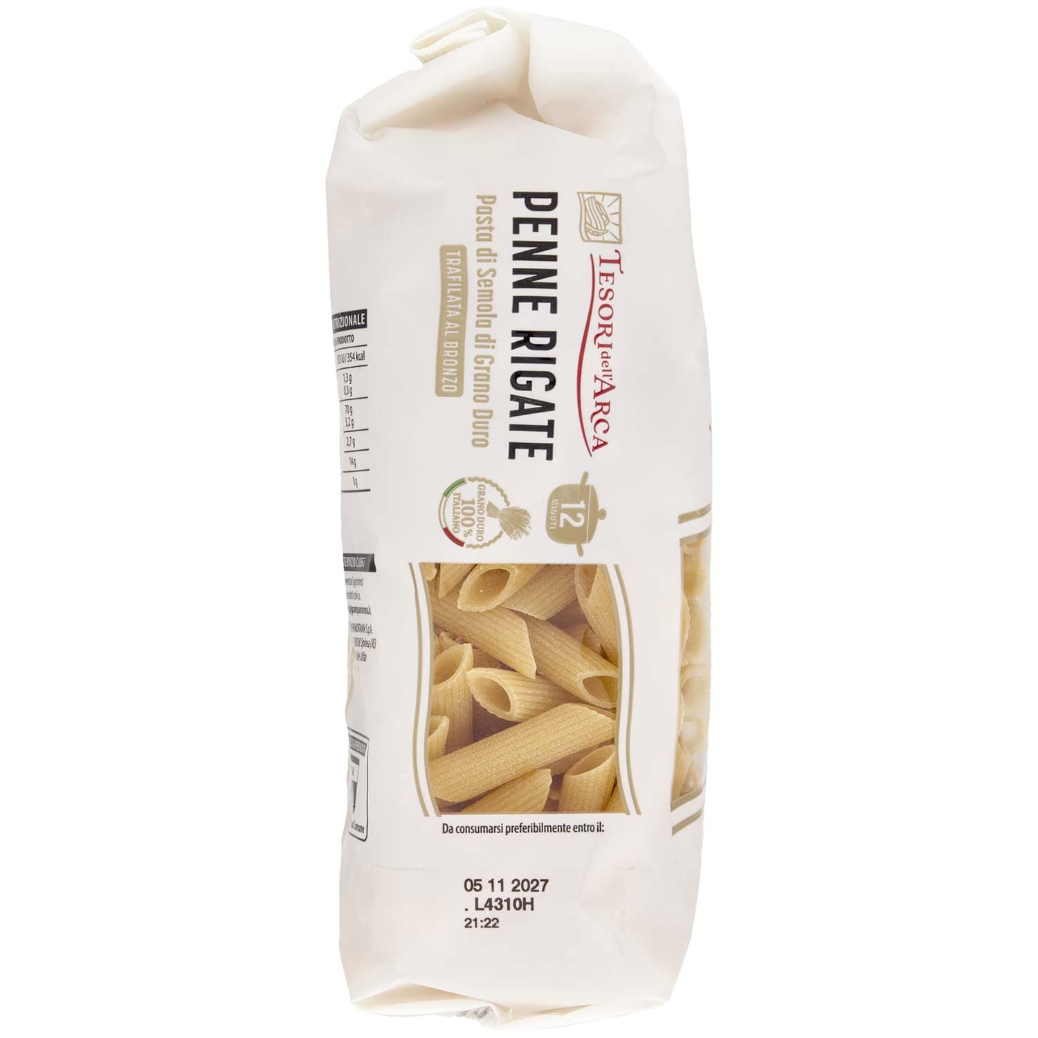 TESORI DELL'ARCA Pasta di Semola di Grano Duro Penne Rigate 500 g – immagine 4