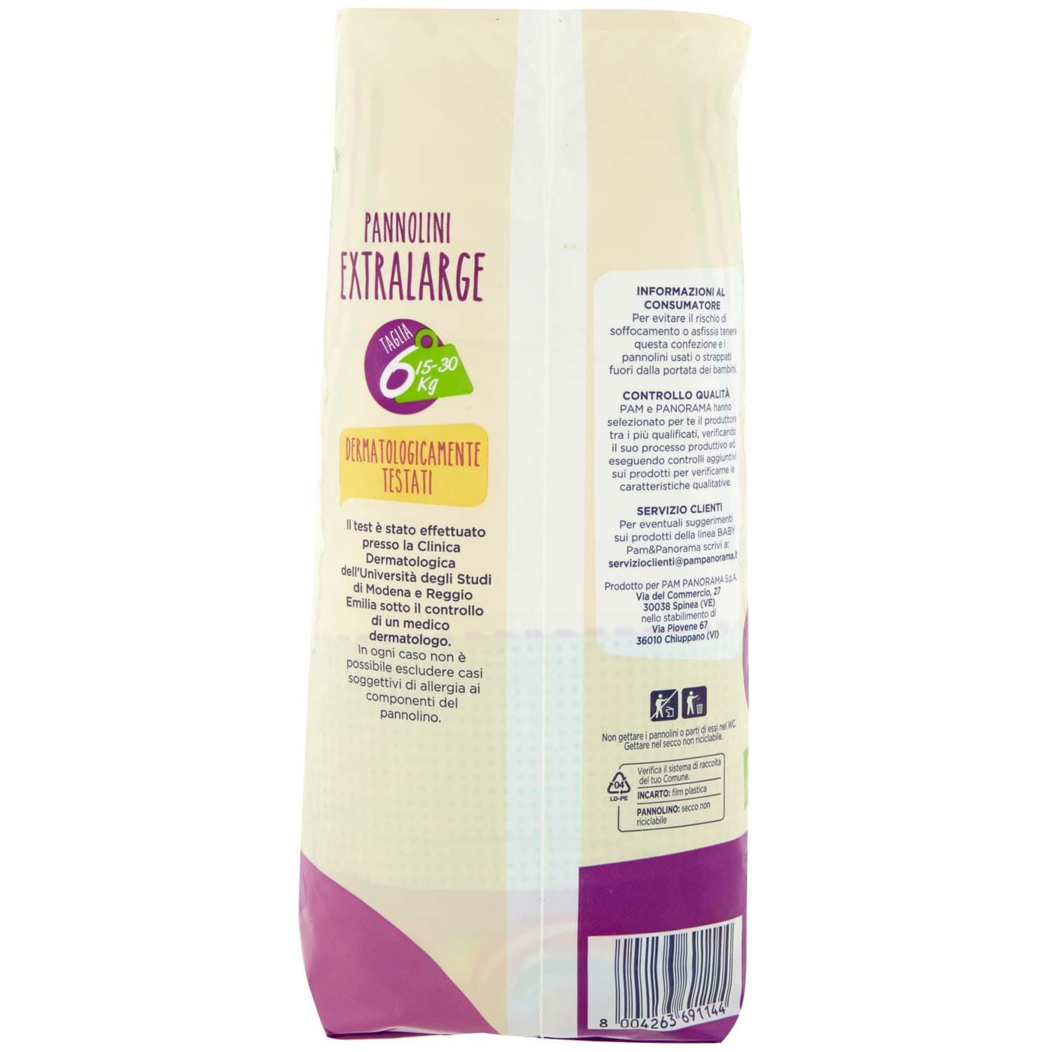 PAM PANORAMA Linea Baby Pannolini Extralarg Taglia 6 15-30 kg 14+14 pz – immagine 4