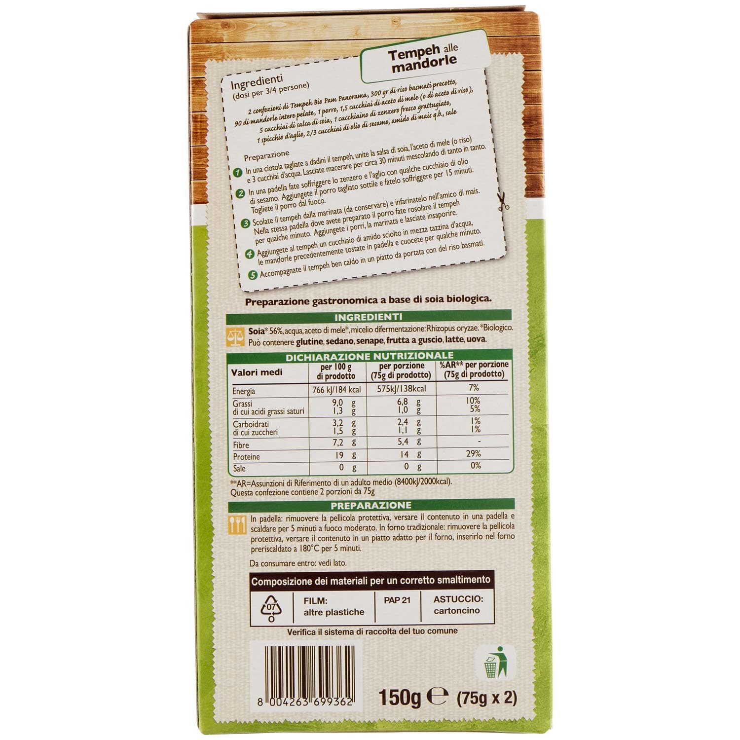 BIO Tempeh al naturale Biologico 2 x 75 g – immagine 5