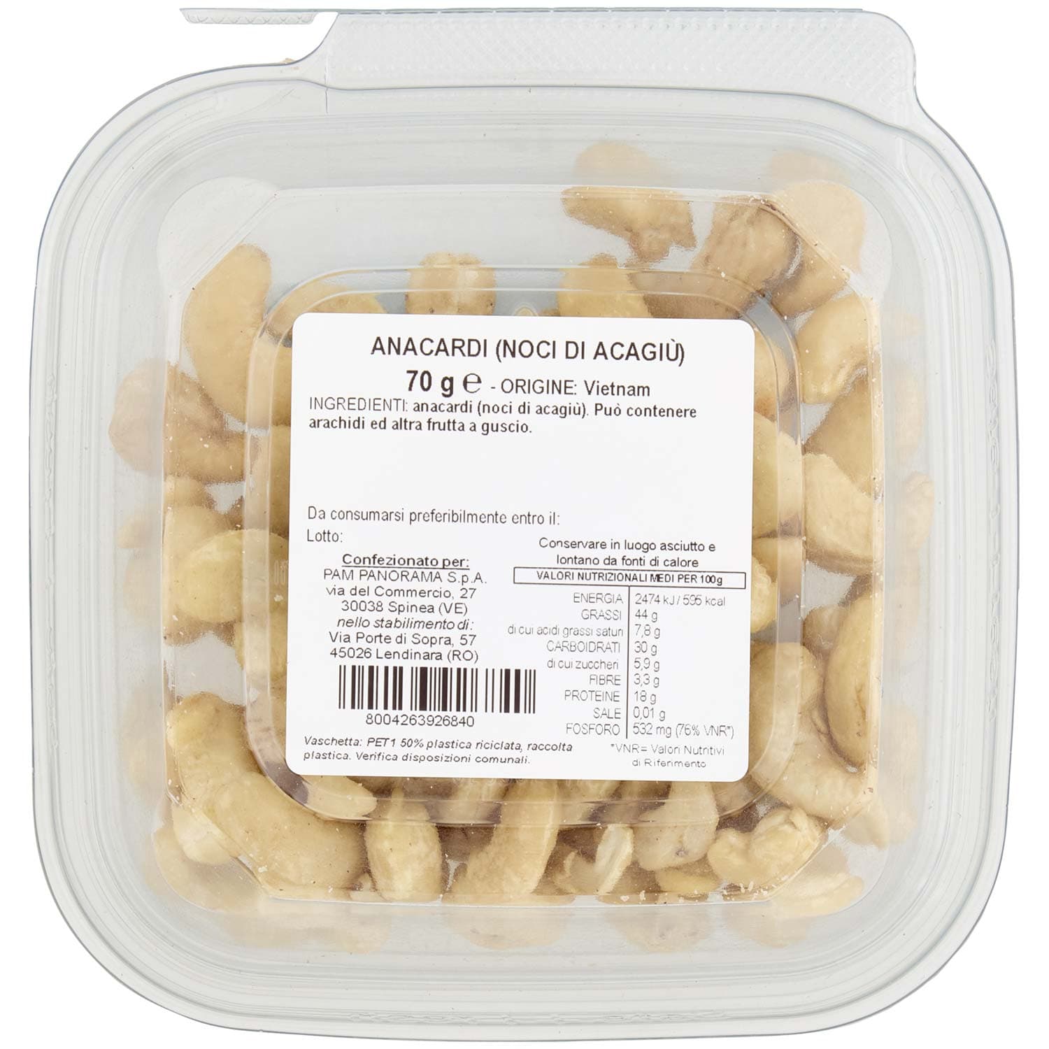 PAM Anacardi Naturali 70 g – immagine 5