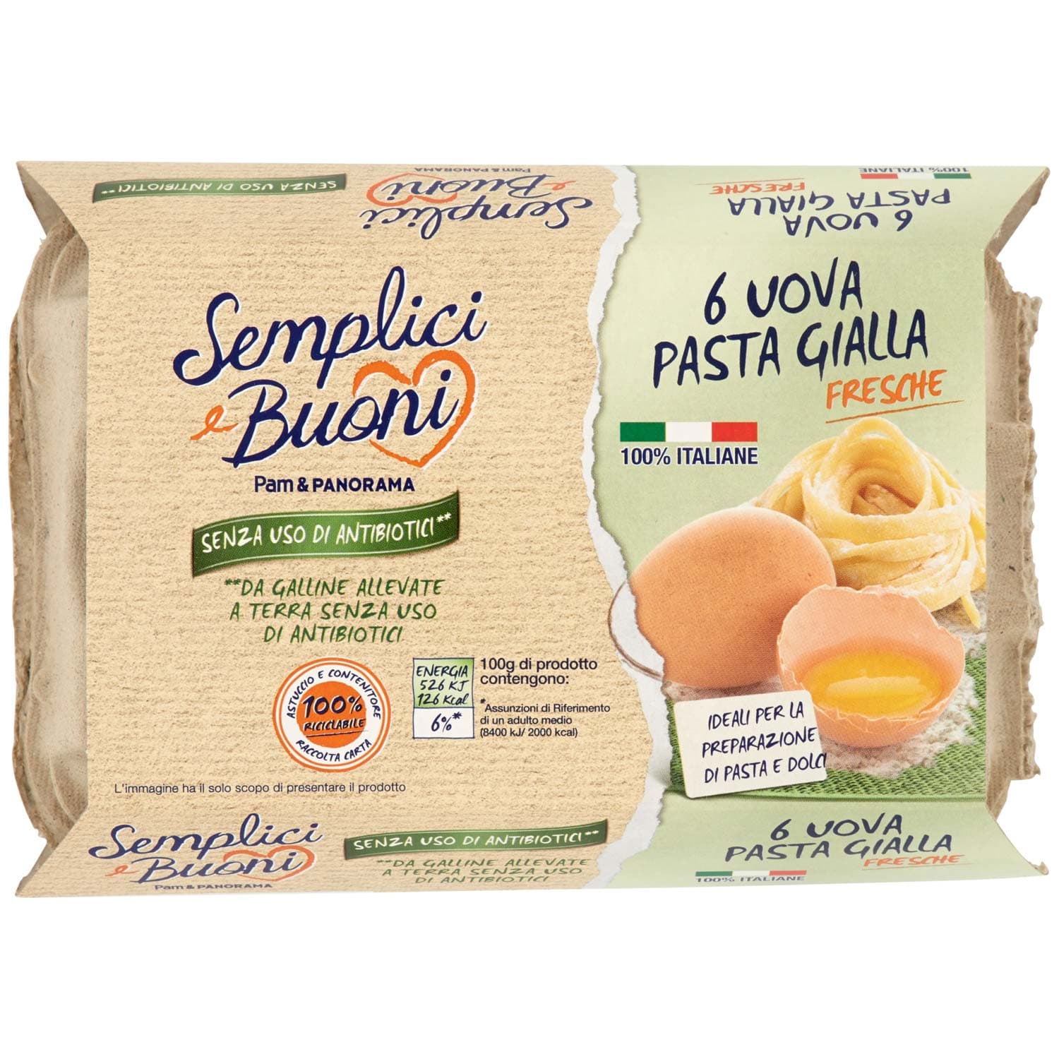 SEMPLICI E BUONI Senza Uso di Antibiotici 6 Uova Pasta Gialla Fresche – immagine 3