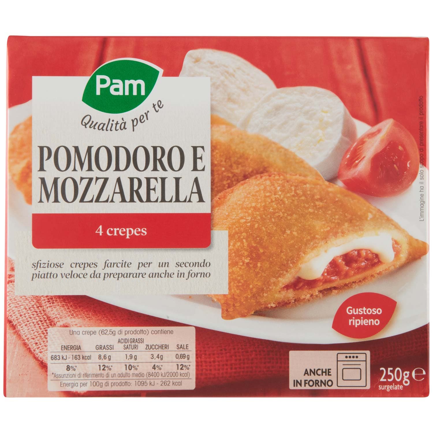 PAM Qualità per te Pomodoro e Mozzarella 4 crepes surgelate 4 x 62,5 g – immagine 3