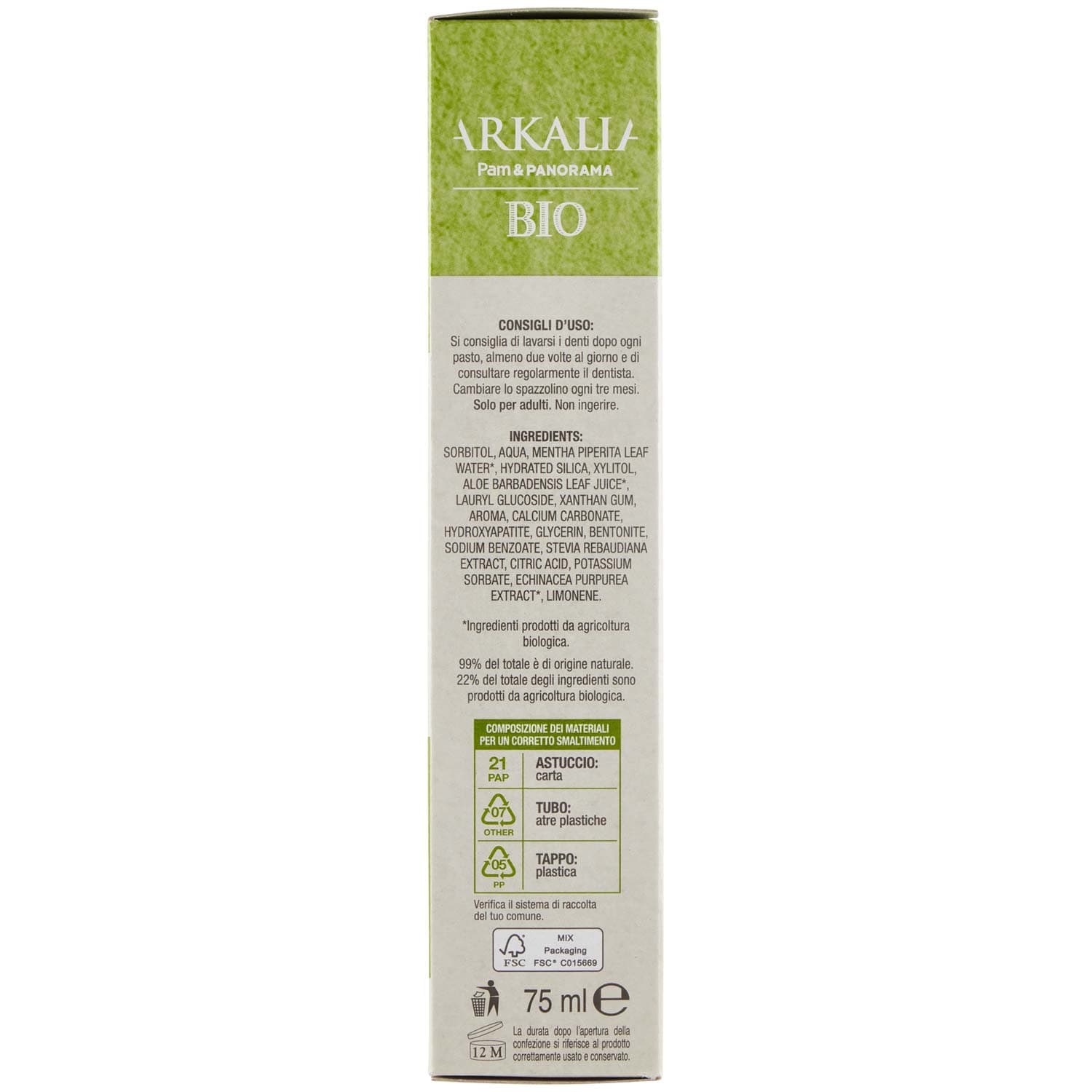 ARKALIA BIO Dentifricio Protezione Completa con Stevia 75 ml – immagine 4