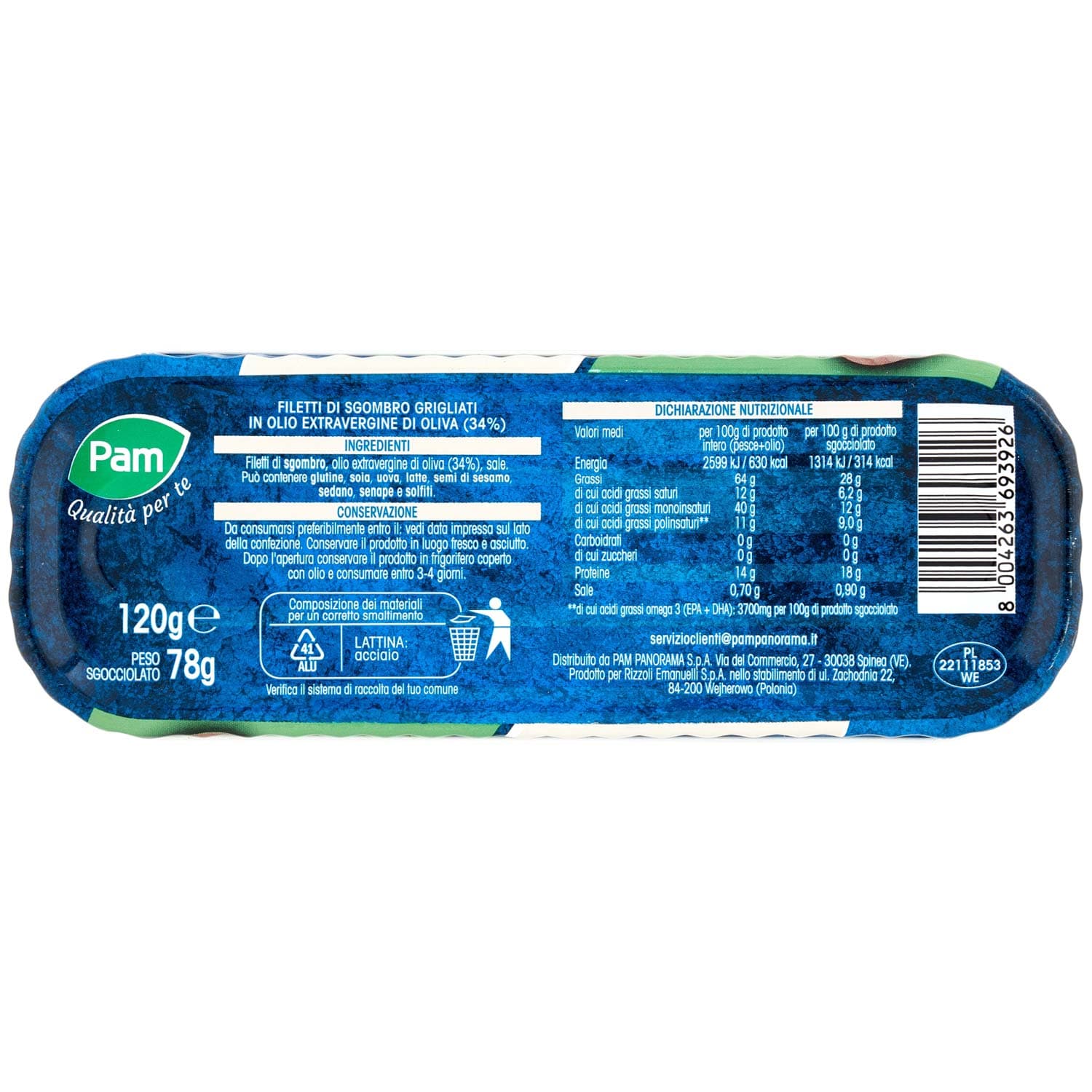 PAM Qualità per te Filetti di Sgombro in olio extravergine di oliva 120 g – immagine 5