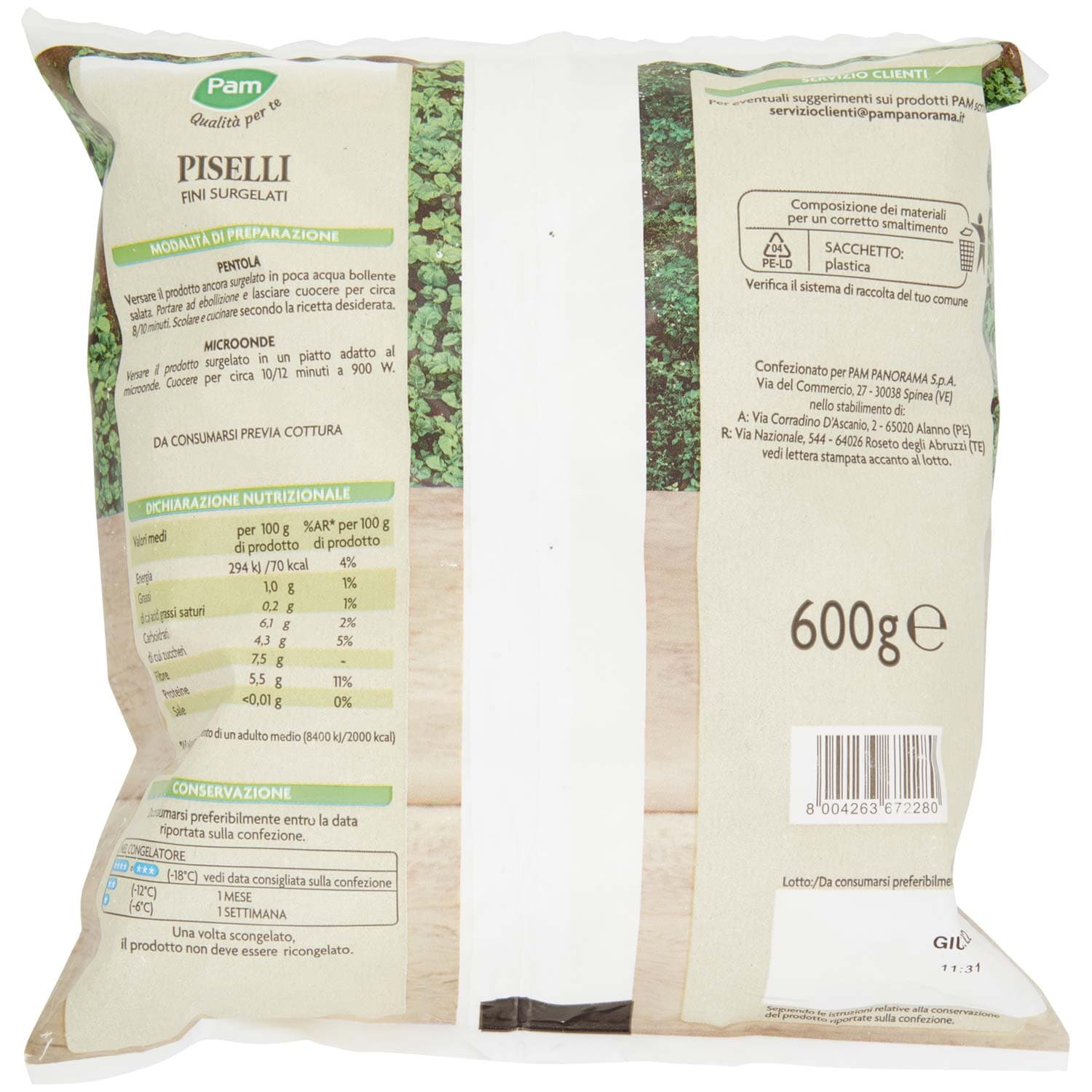 PAM PANORAMA Piselli Fini surgelati 600 g – immagine 5