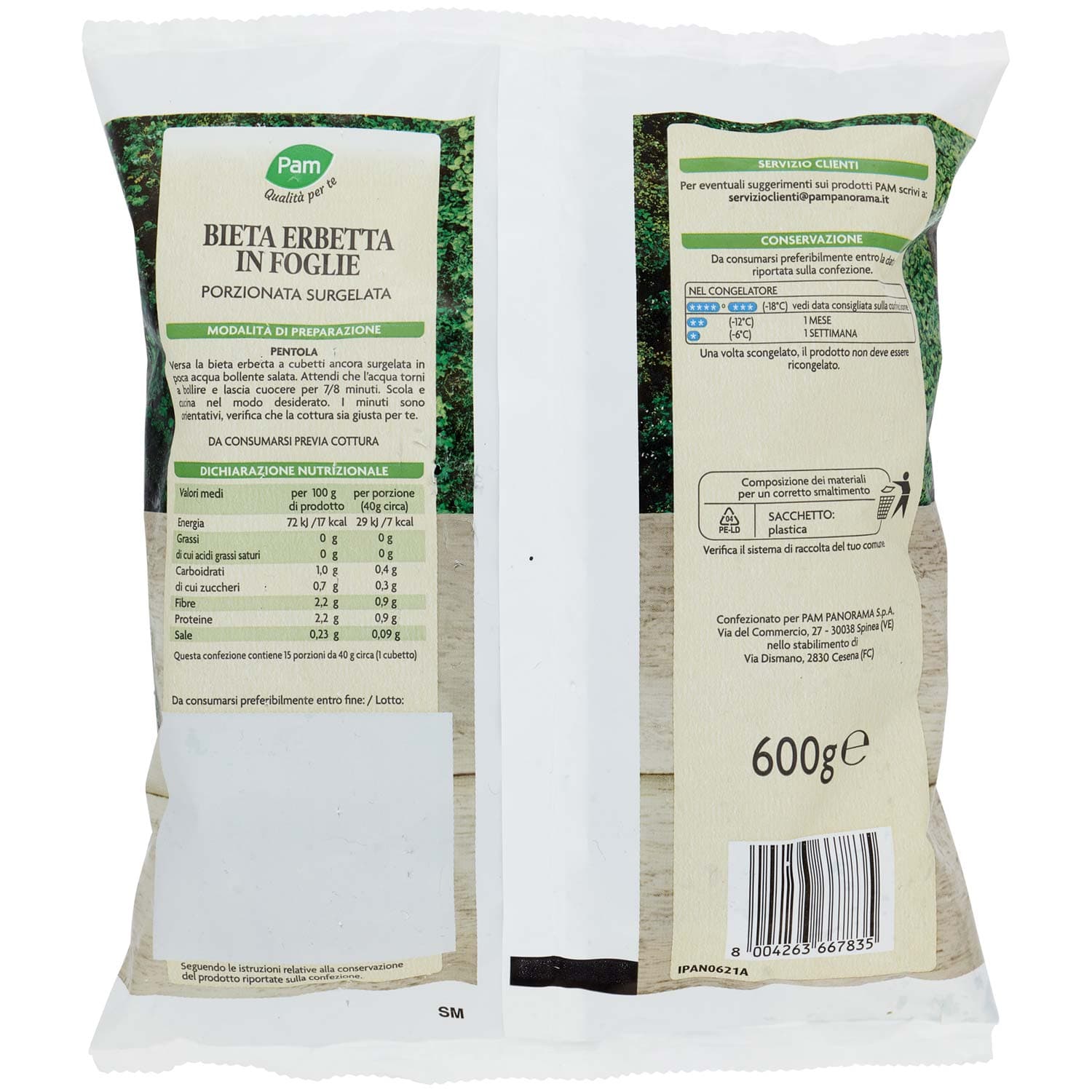 PAM Qualità per te Bieta Erbetta a cubetti Surgelata 600 g – immagine 5