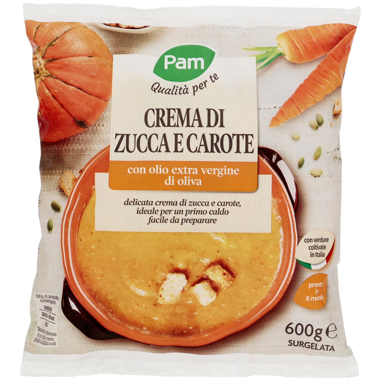 PAM Qualità per te Crema di Zucca e Carote con olio extra vergine di oliva Surgelata 600 g – immagine 3