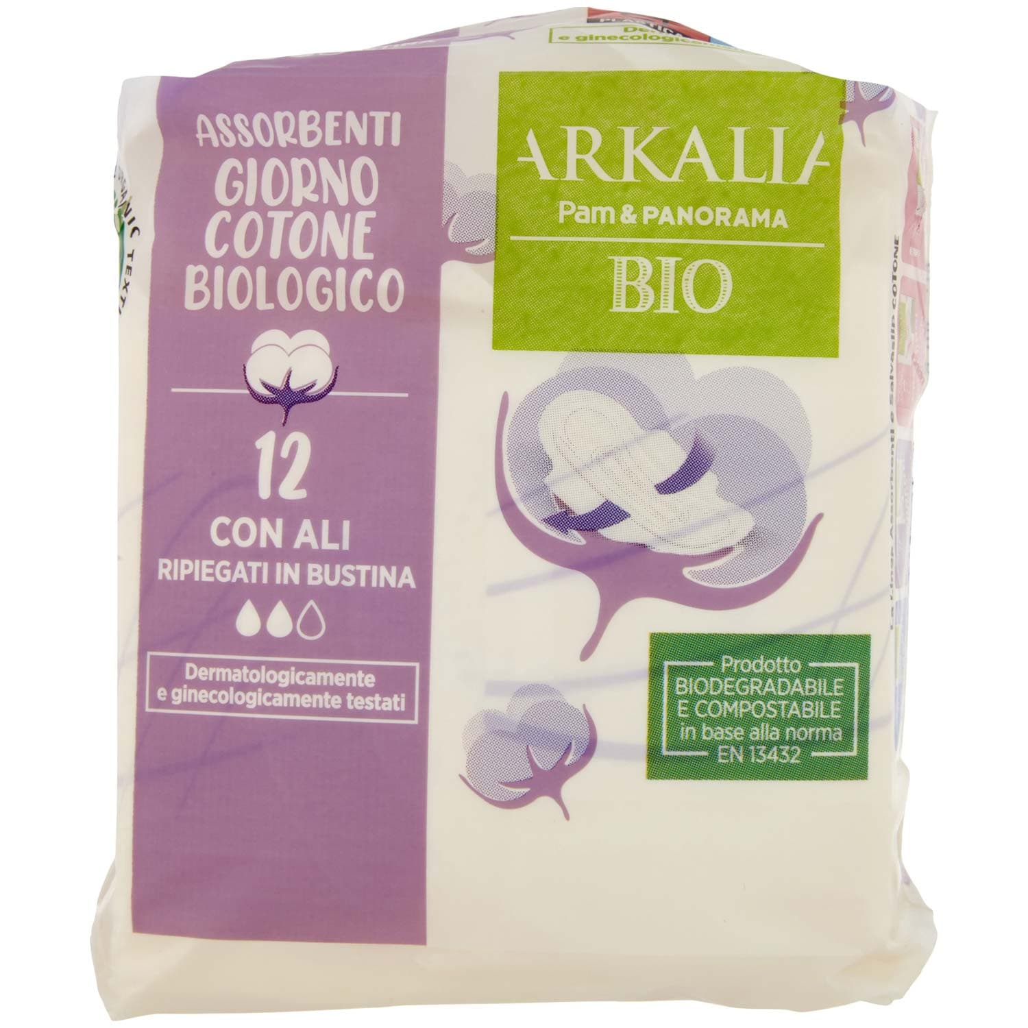 ARKALIA BIO Assorbenti Giorno Cotone Biologico con Ali Ripiegati in Bustina 12 pz – immagine 3