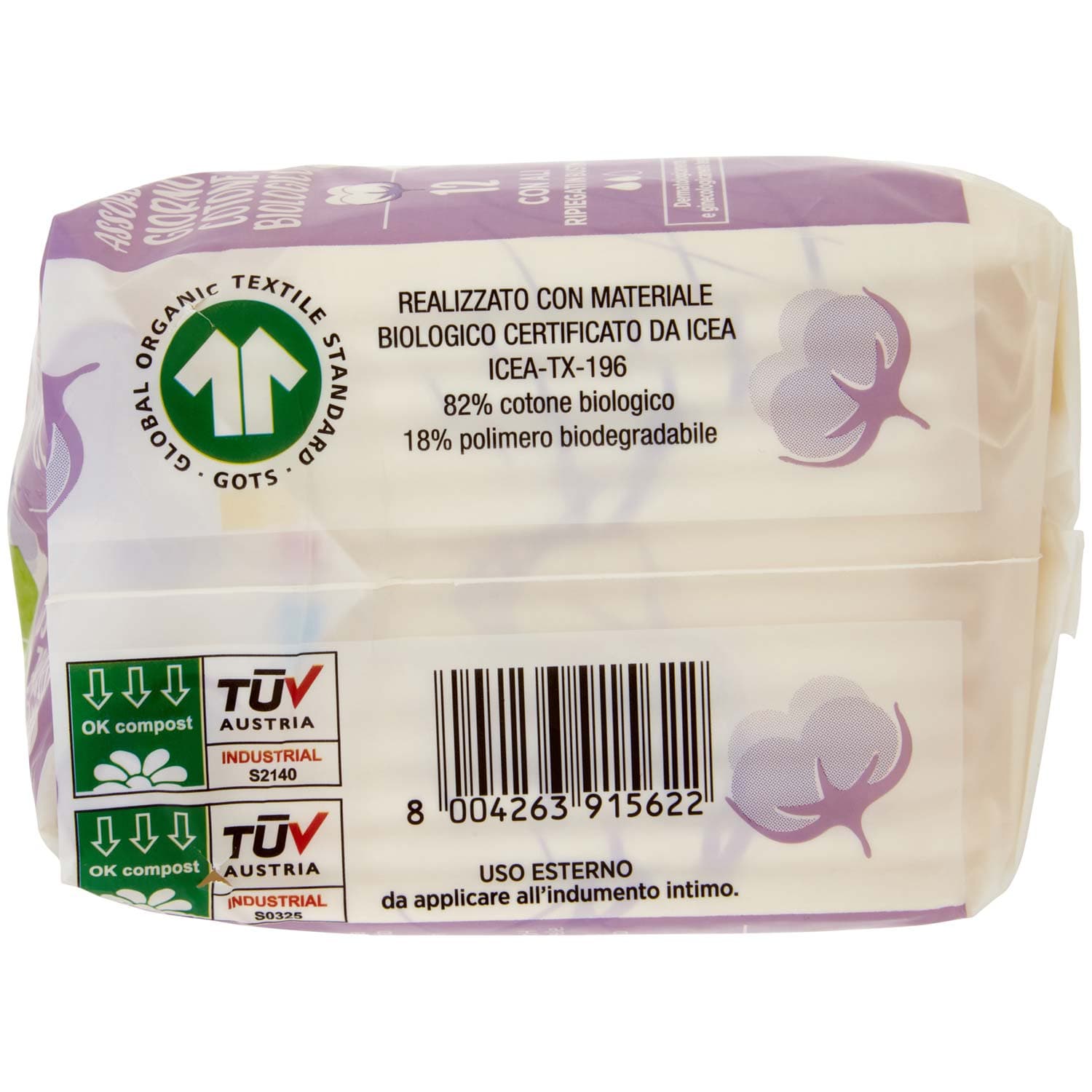ARKALIA BIO Assorbenti Giorno Cotone Biologico con Ali Ripiegati in Bustina 12 pz – immagine 4
