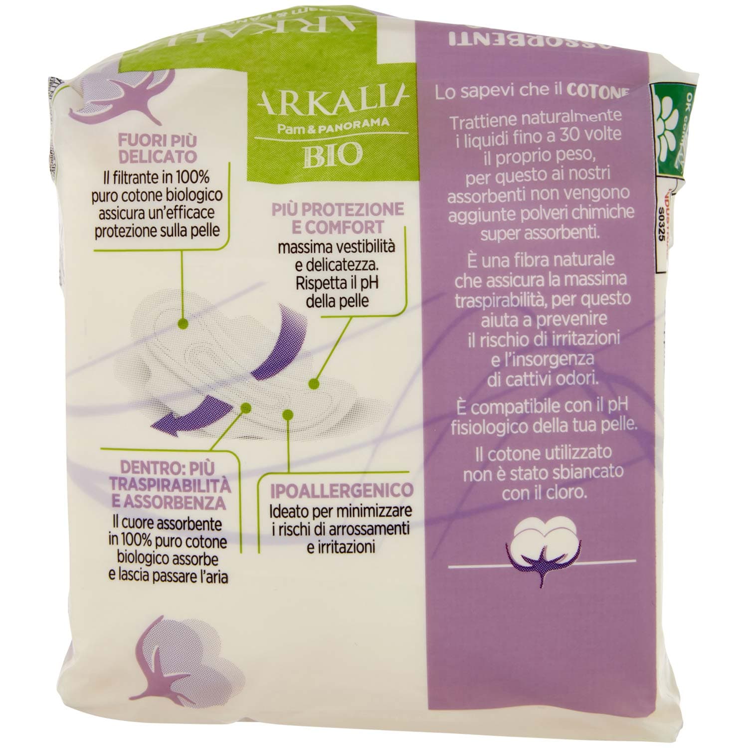 ARKALIA BIO Assorbenti Giorno Cotone Biologico con Ali Ripiegati in Bustina 12 pz – immagine 5
