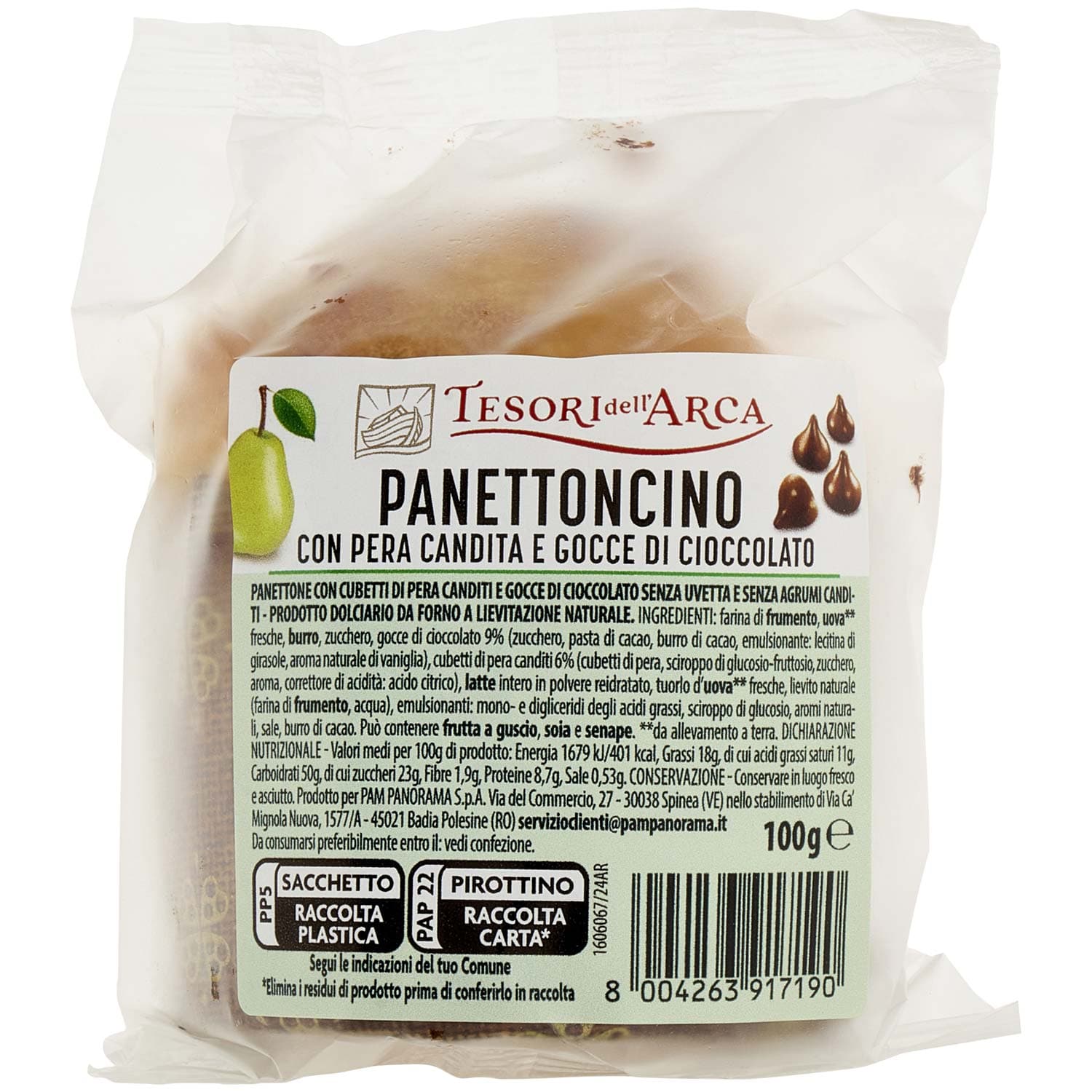 PAM Qualità per te Panettoncino Pera e cioccolato 100 g – immagine 3