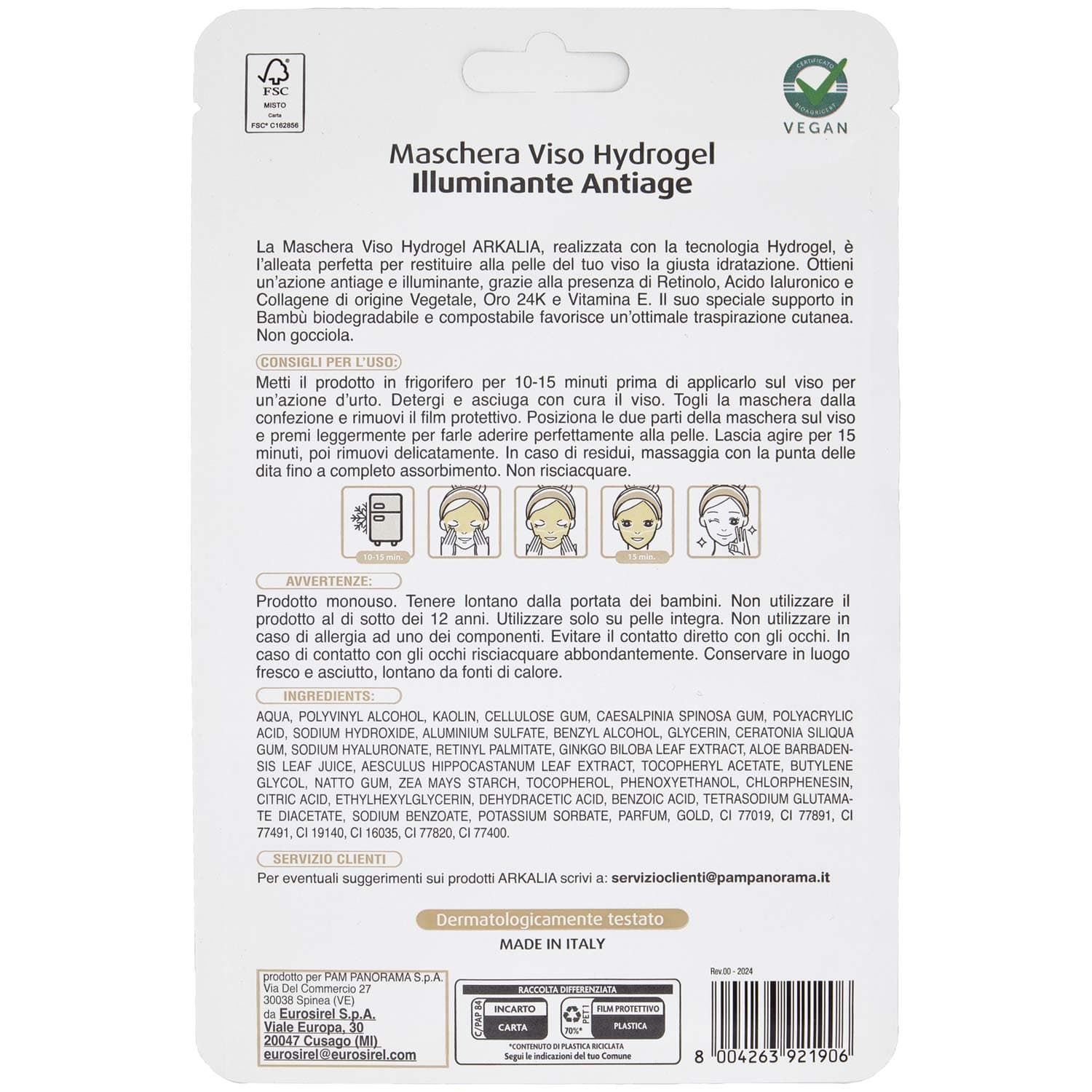 ARKALIA Maschera Viso Hydrogel Illuminante Antiage 1 pz – immagine 5