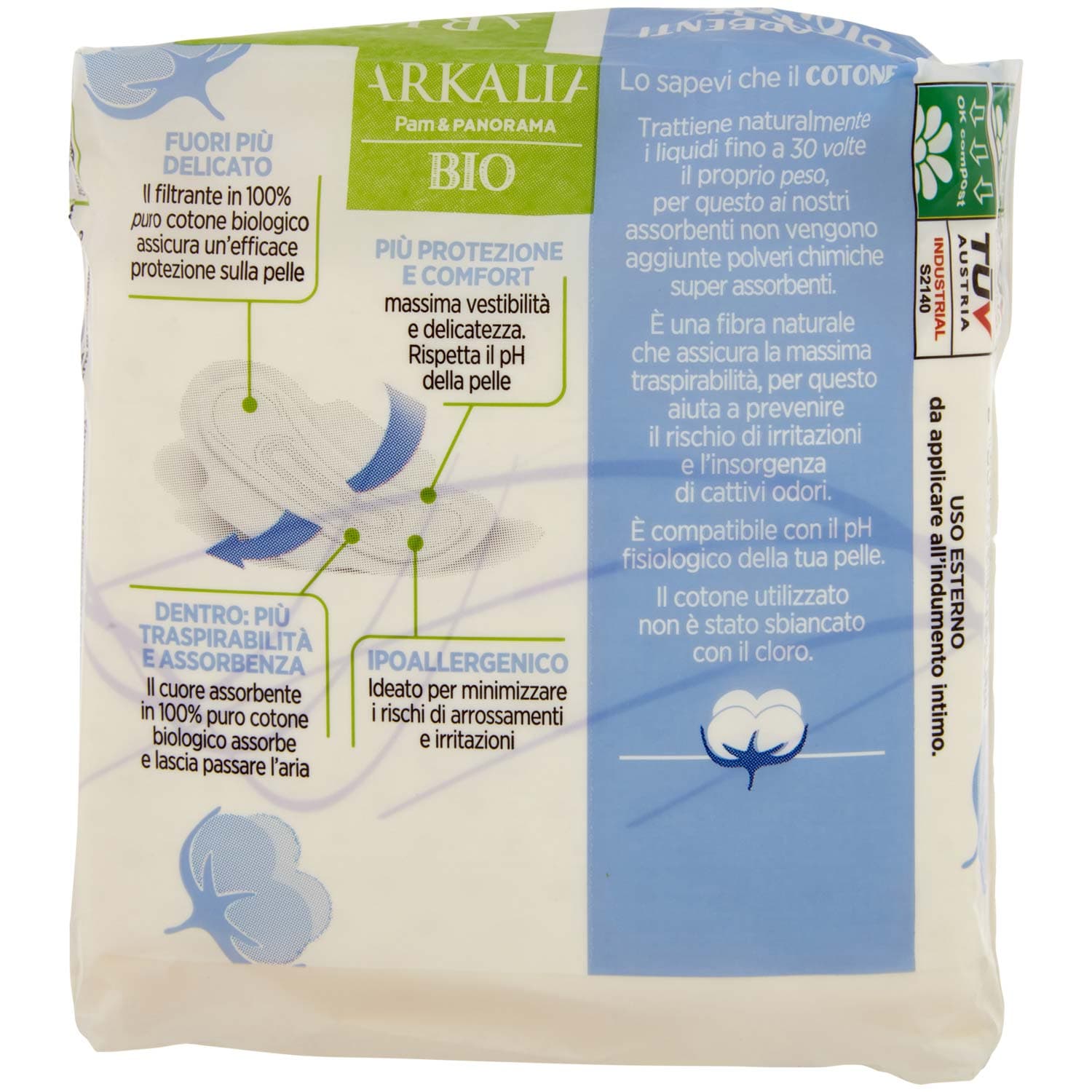 ARKALIA BIO Assorbenti Notte Cotone Biologico con Ali Ripiegati in Bustina 10 pz – immagine 5