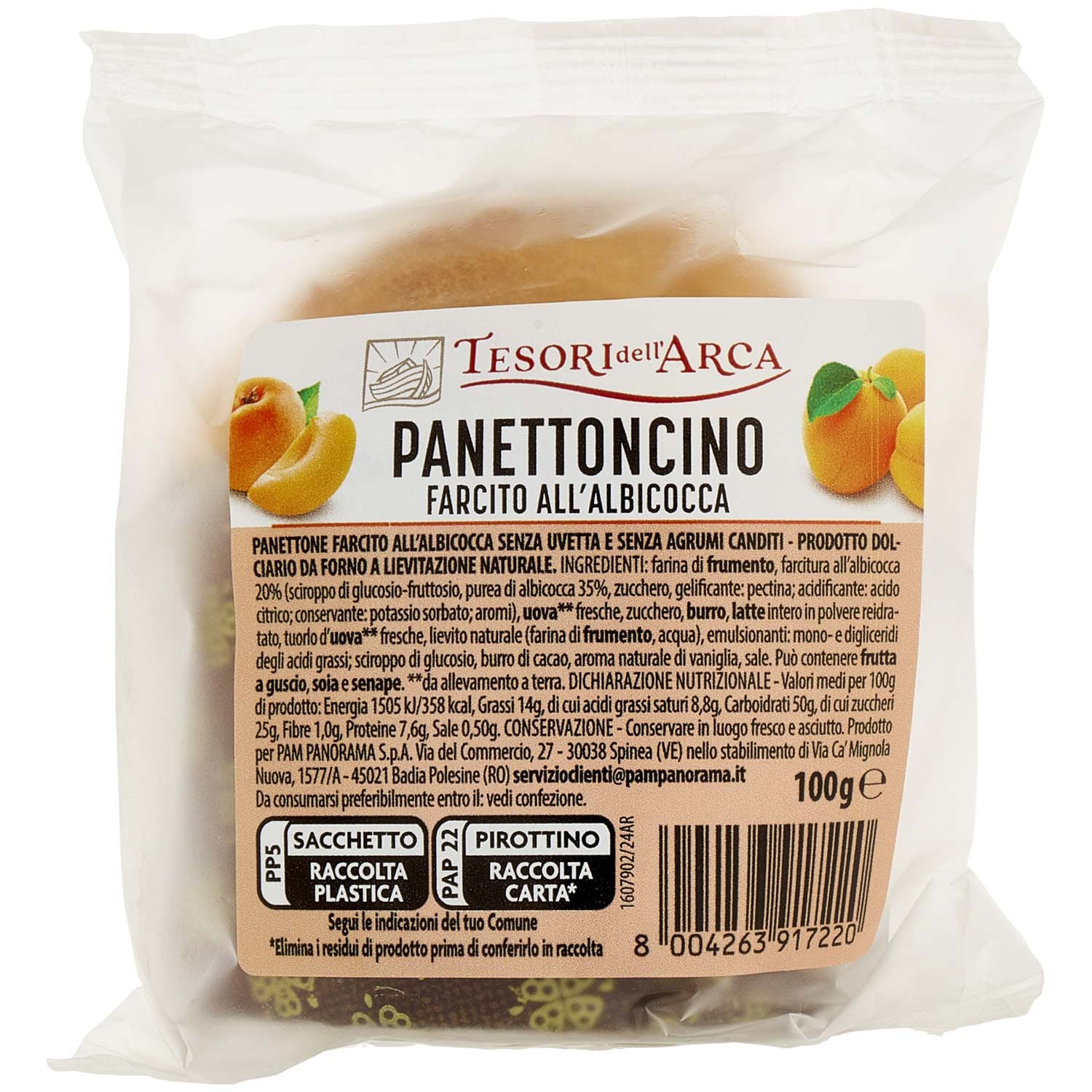 TESORI DELL'ARCA Panettoncino Farcito all'Albicocca 100 g – immagine 3