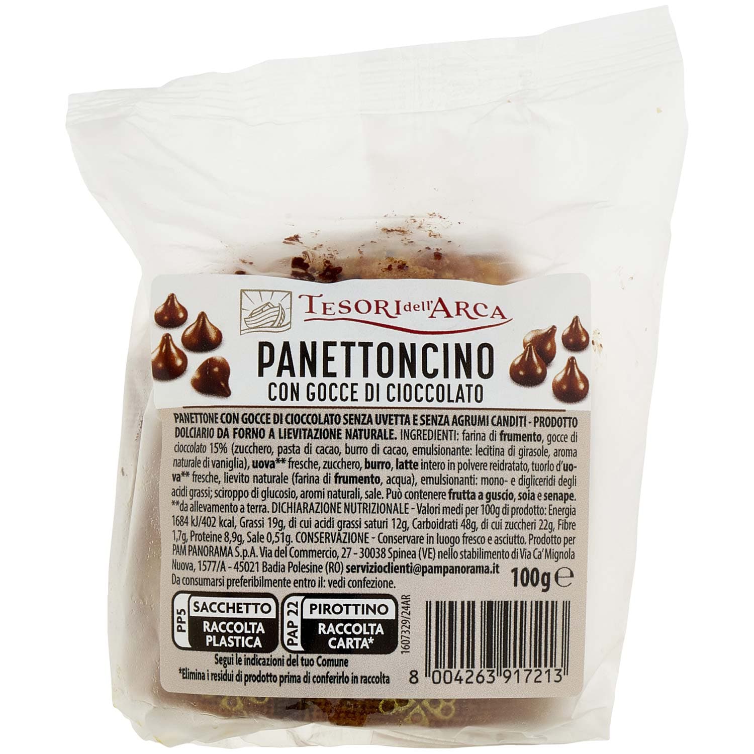 TESORI DELL'ARCA Panettoncino con Gocce di Cioccolato 100 g – immagine 3