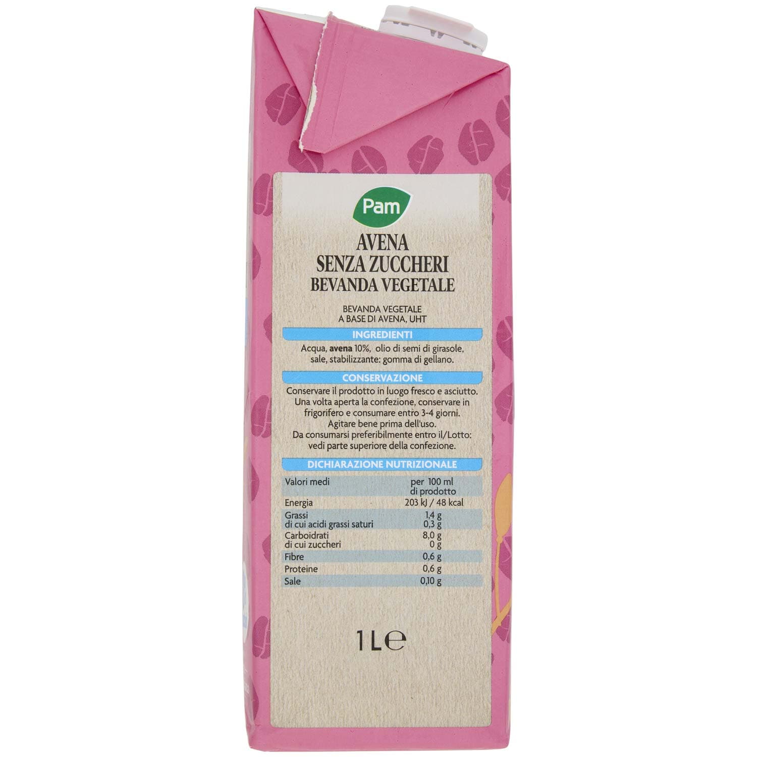 PAM Avena Senza Zuccheri Bevanda Vegetale 1 L – immagine 4