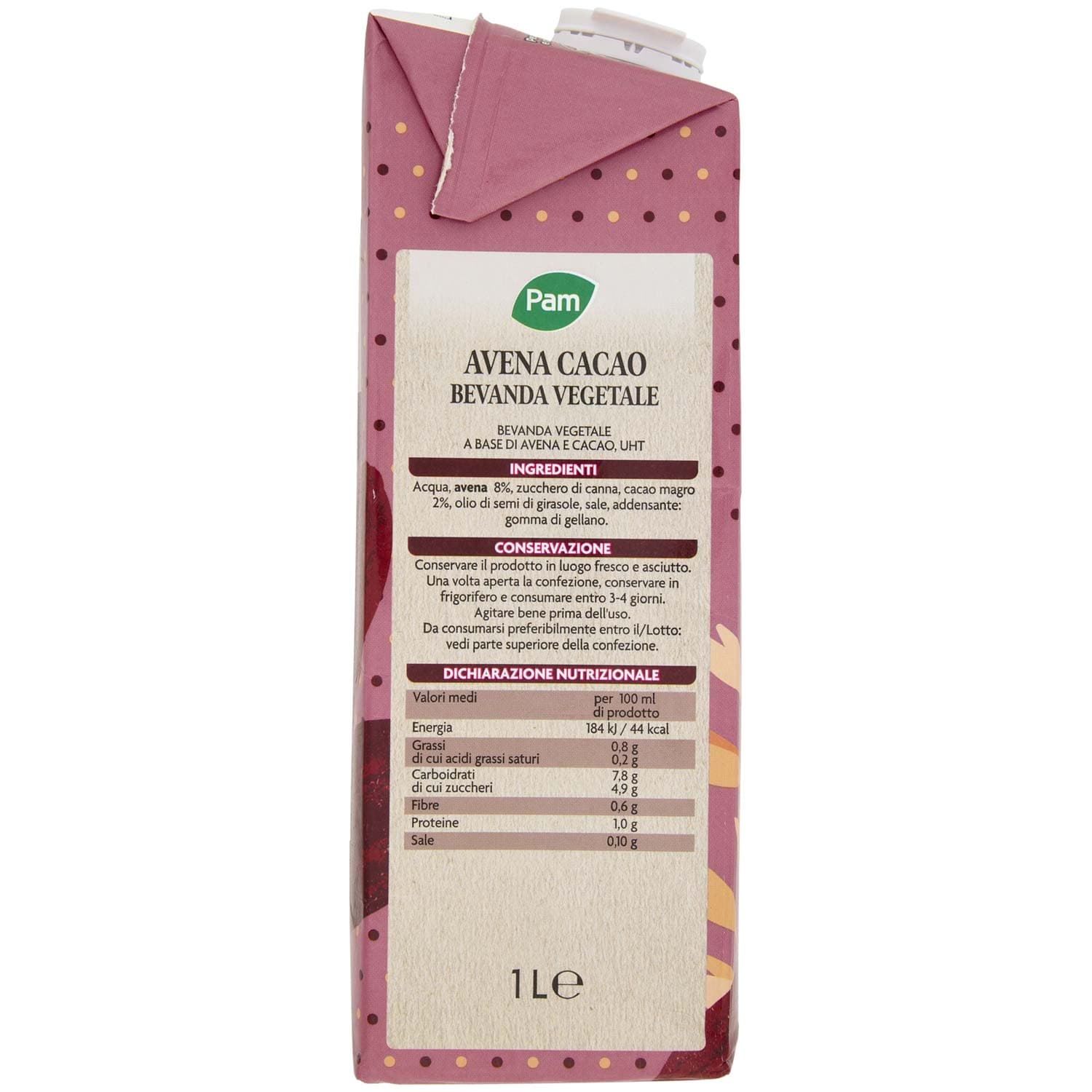 PAM Avena e Cacao Bevanda Vegetale 1 L – immagine 4