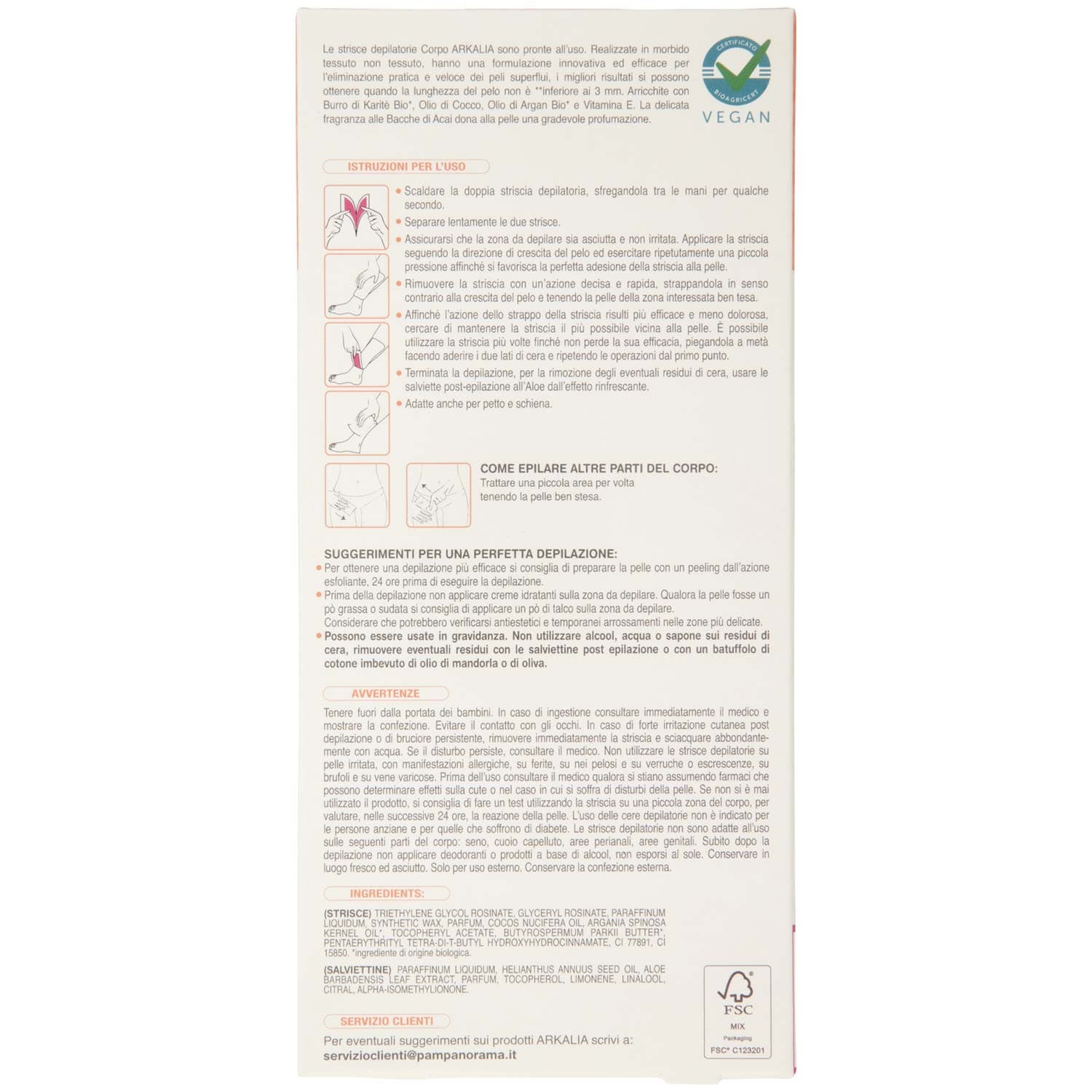 ARKALIA Strisce Depilatorie Corpo Pelli Normali 16 pz + 2 Salviettine Post Depilazione – immagine 5
