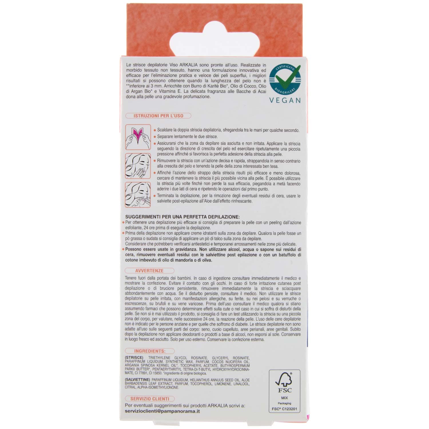 ARKALIA Strisce Depilatorie Viso Pelli Normali 16 pz + 3 Salviettine Post Depilazione – immagine 5