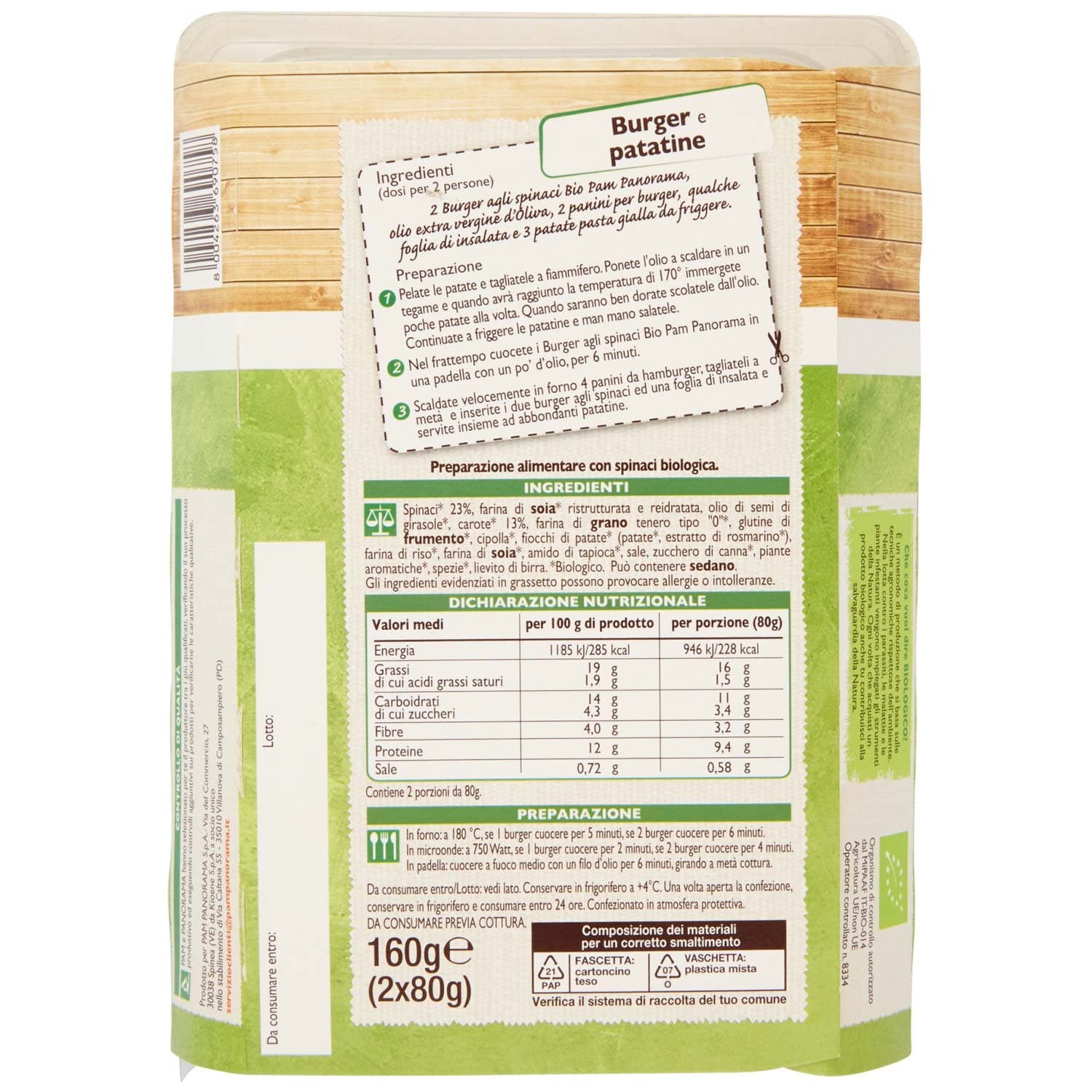 BIO Burger agli spinaci Biologico 2 x 80 g – immagine 5