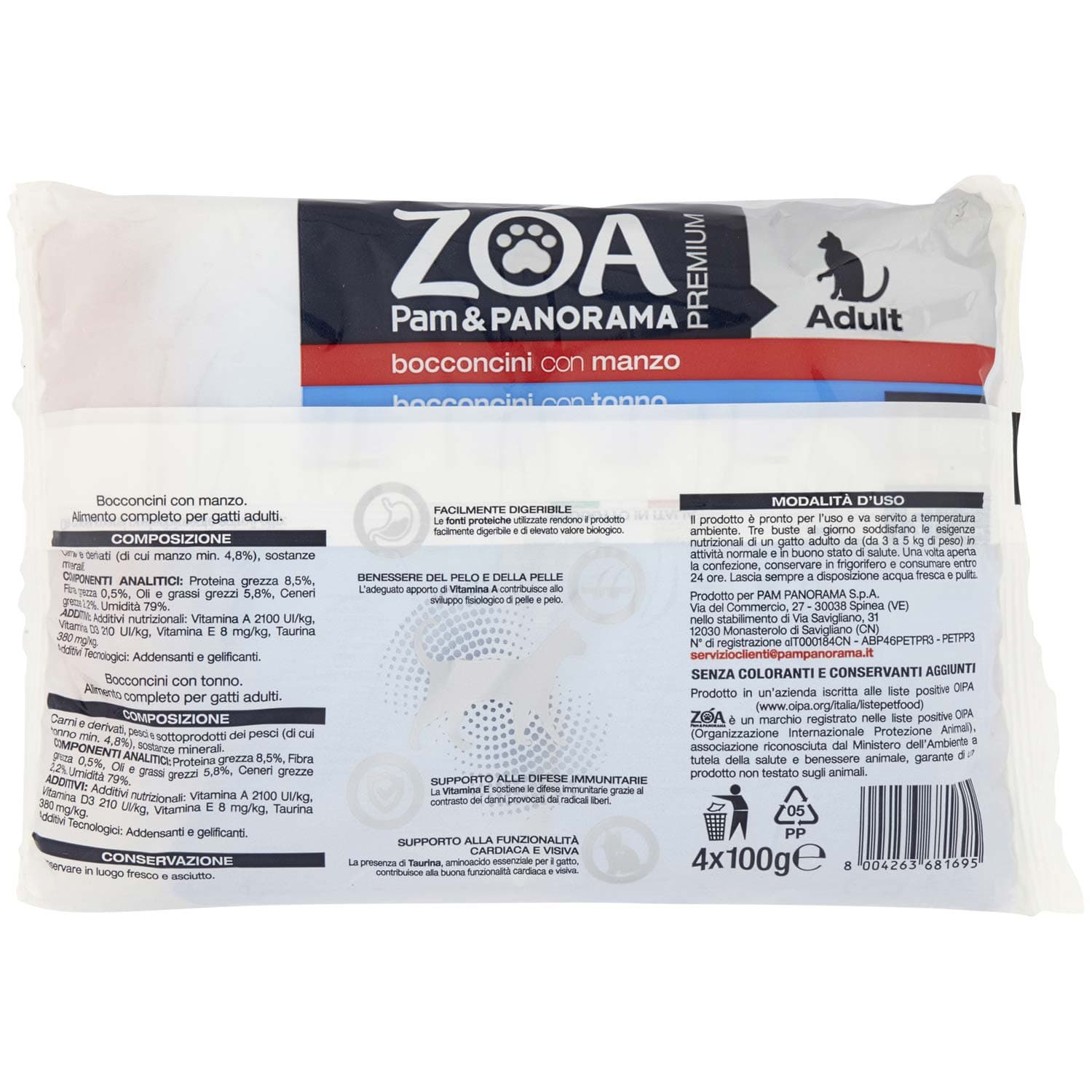 ZOA PREMIUM Adult bocconcini 2 con manzo 2 con tonno 4 x 100 g – immagine 5