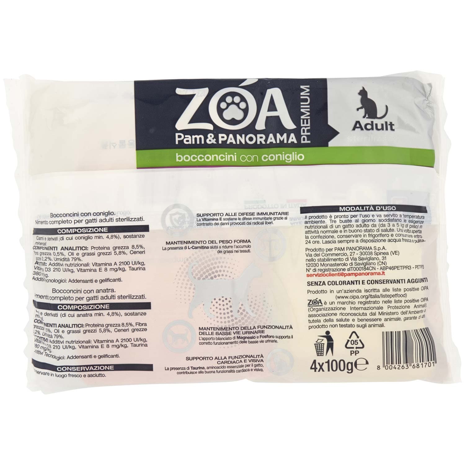 ZOA PREMIUM Adult bocconcini 2 con coniglio 2 con anatra 4 x 100 g – immagine 5