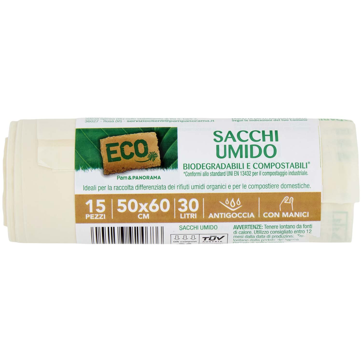 ECO Sacchi Umido Biodegradabili e Compostabili* 50 x 60 cm 30 Litri 15 pz – immagine 3