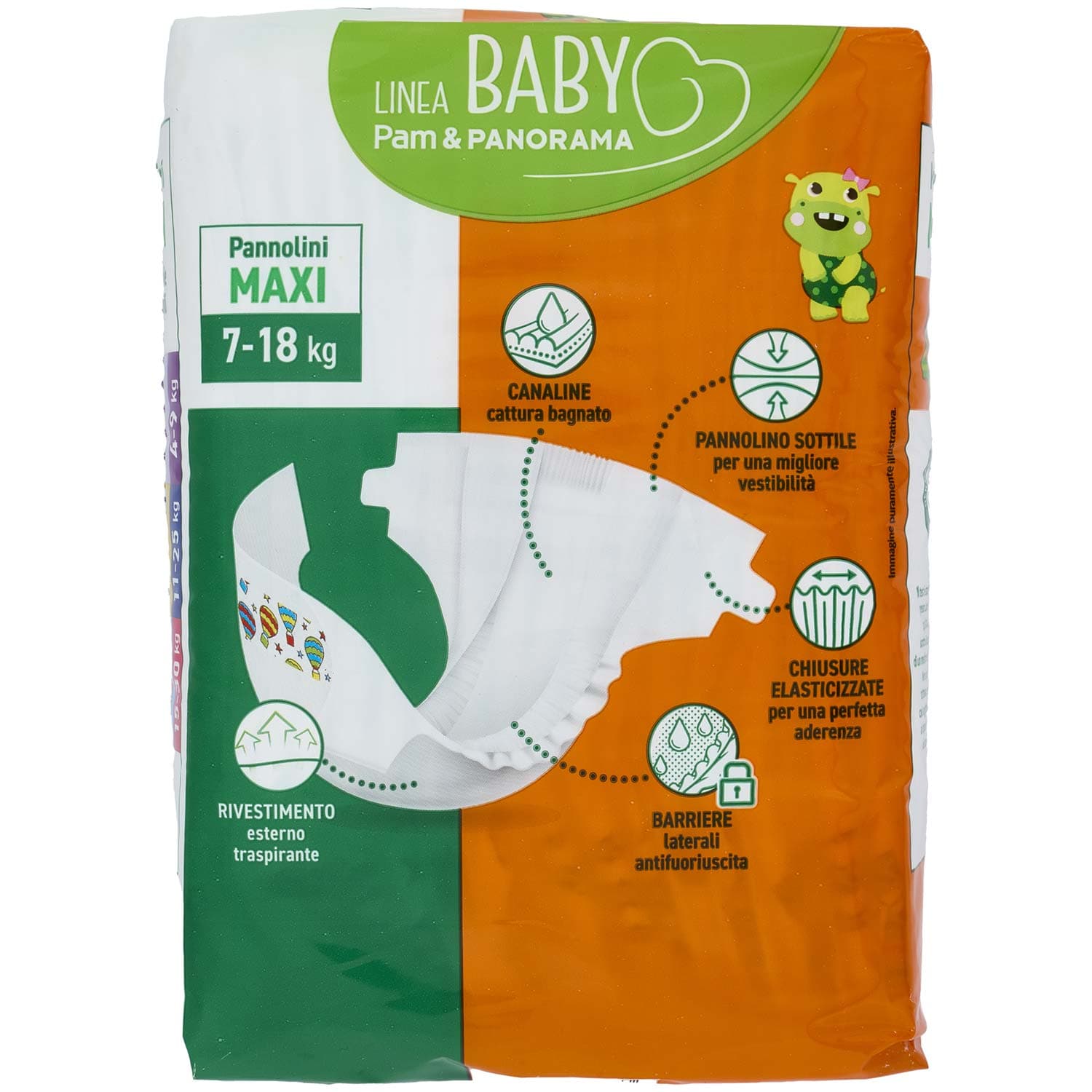 PAM PANORAMA Linea Baby Pannolini Maxi Taglia 4 7-18 Kg 18 pz – immagine 5