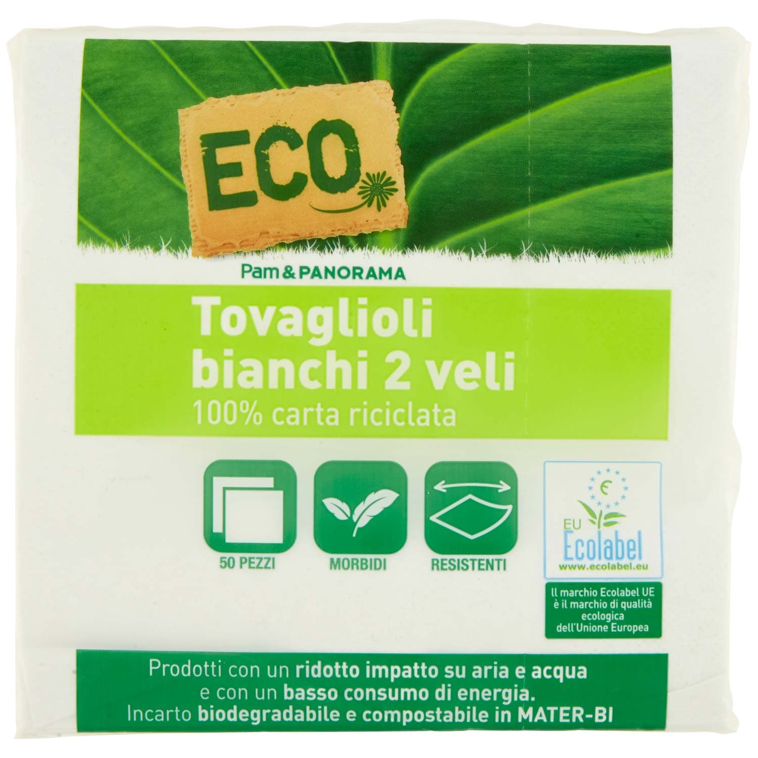 ECO Tovaglioli bianchi 2 veli 50 pz – immagine 3