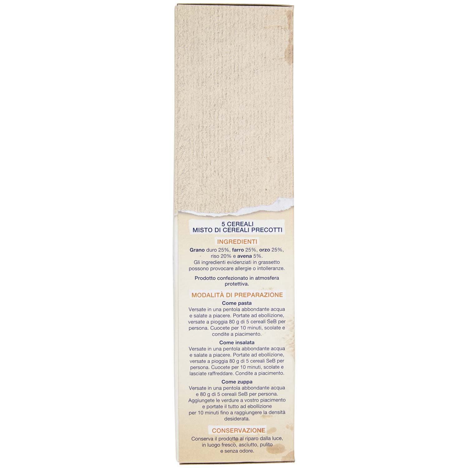 SEMPLICI E BUONI Ricchi di Fibre 5 cereali Grano, Farro, Orzo, Riso e Avena 500 g – immagine 4