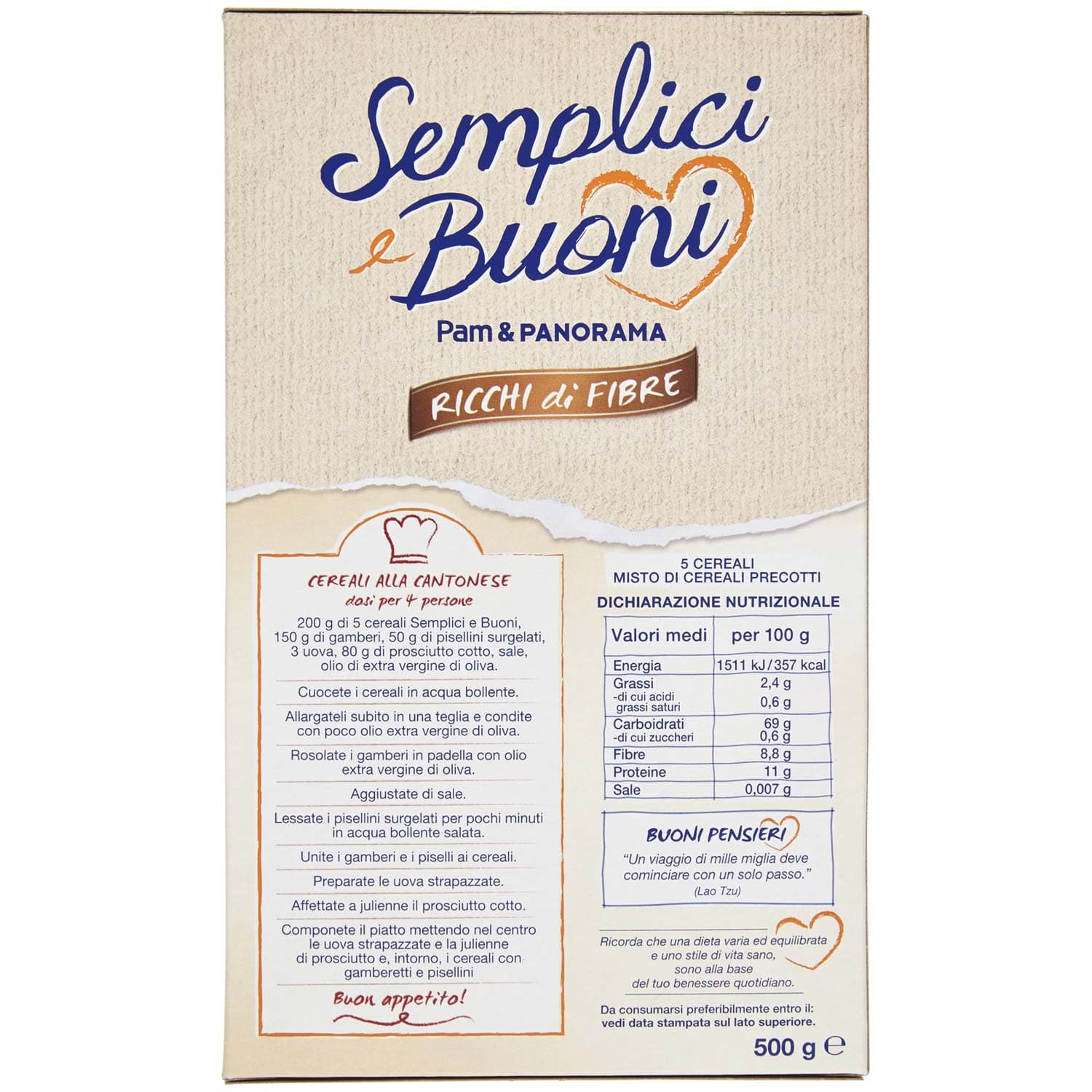SEMPLICI E BUONI Ricchi di Fibre 5 cereali Grano, Farro, Orzo, Riso e Avena 500 g – immagine 5