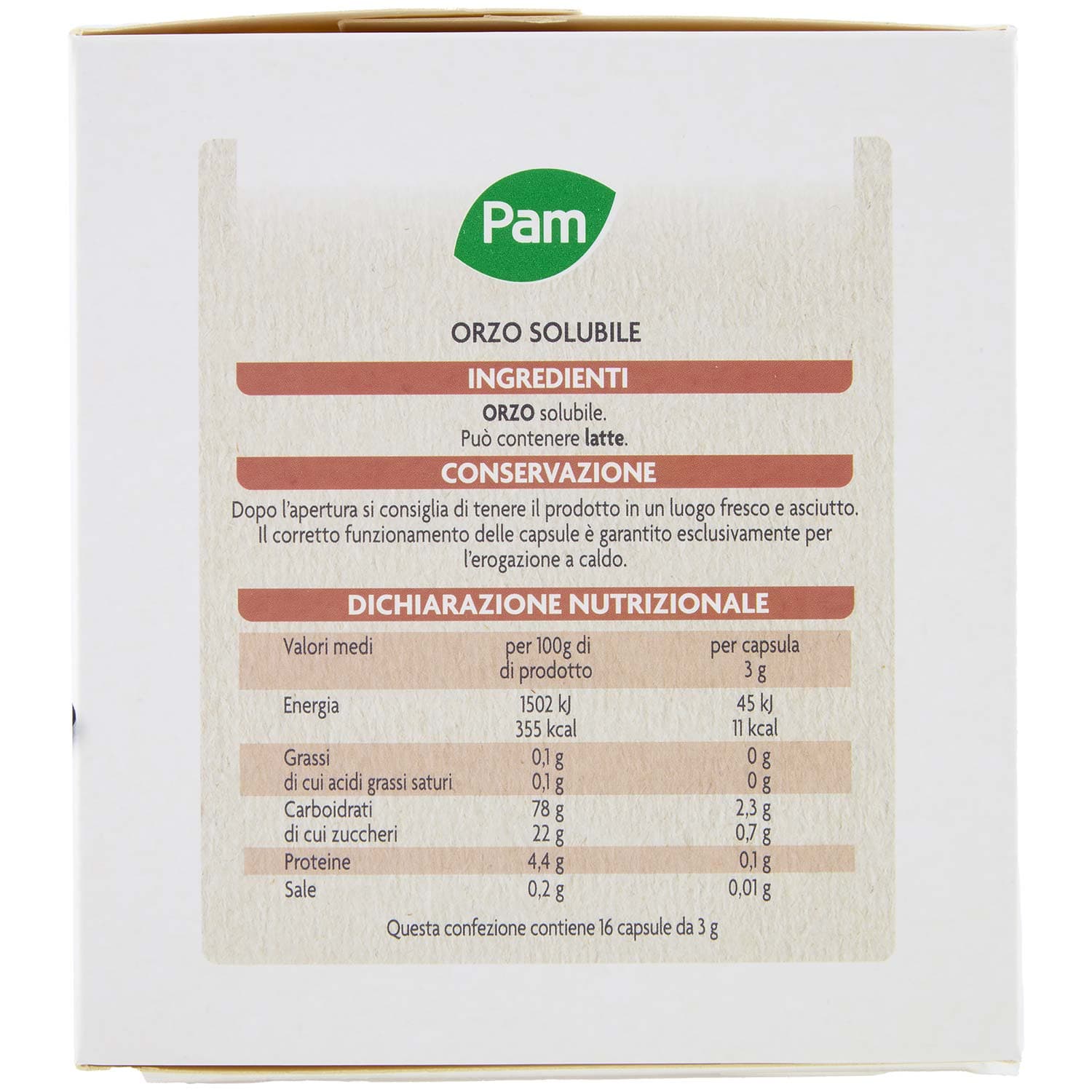 PAM Caffè Capsule Orzo Intenso Compatibili Nescafè* Dolce Gusto* 48g (16x3g) – immagine 6